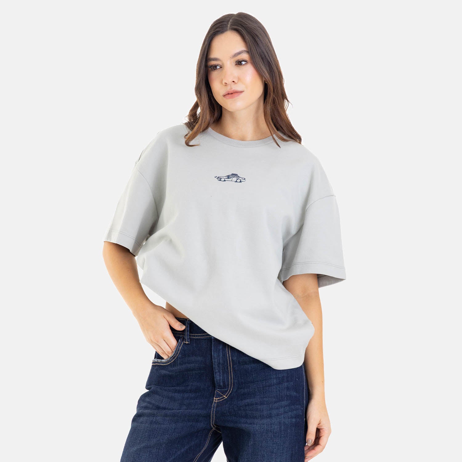 Boxy Fit City Sketch Tee Sage