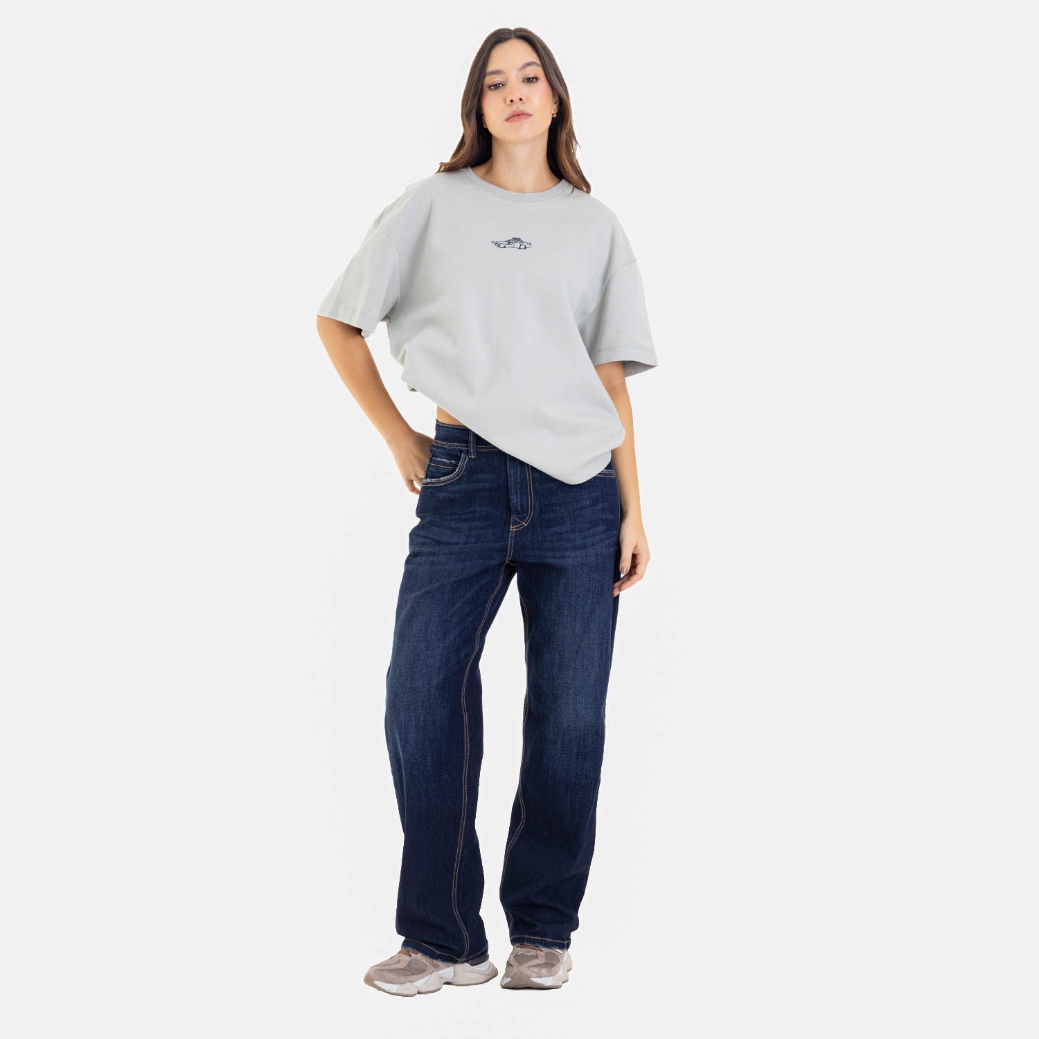 Boxy Fit City Sketch Tee Sage