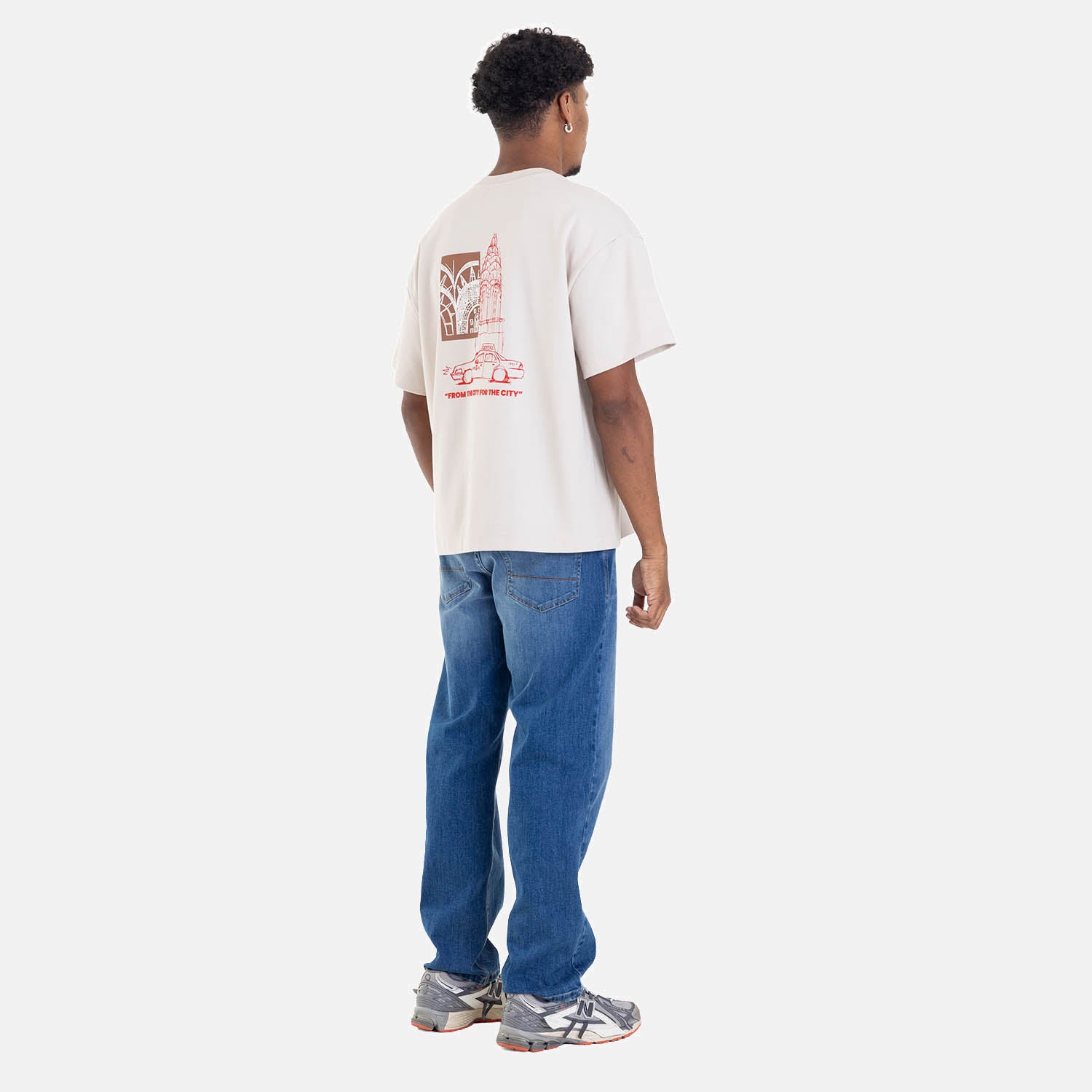Boxy Fit City Sketch Tee Sand
