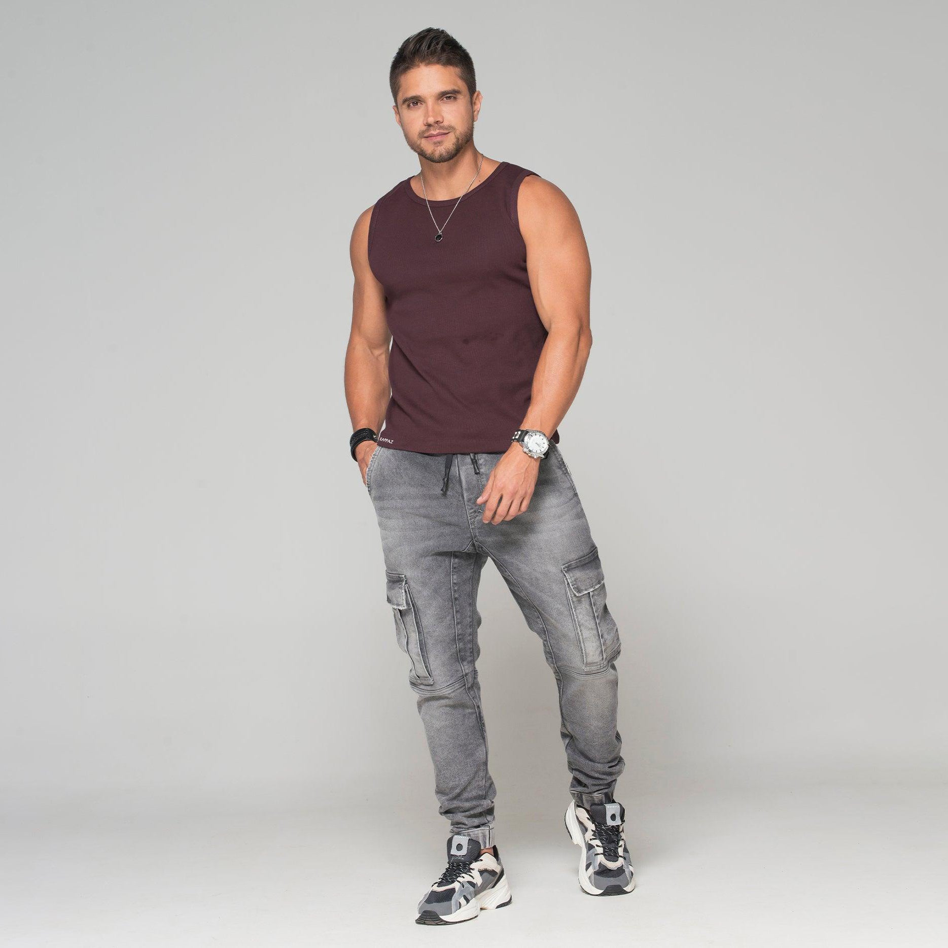 Jogger Tipo Cargo Efecto Humo Pretina Con Cordón Bota resortada Marca Rappaz