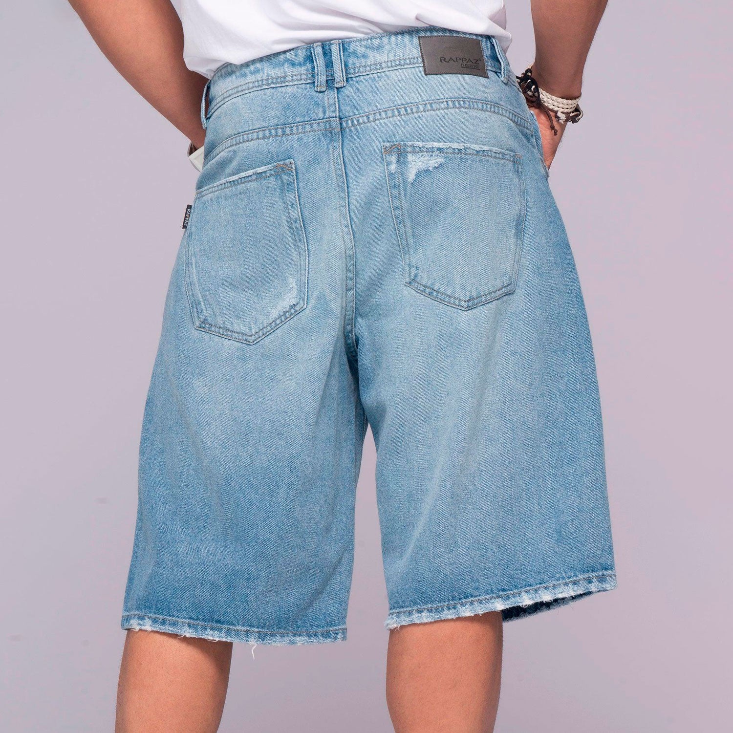 Bermuda Clásica Oversize Denim con Desgaste Marca Rappaz