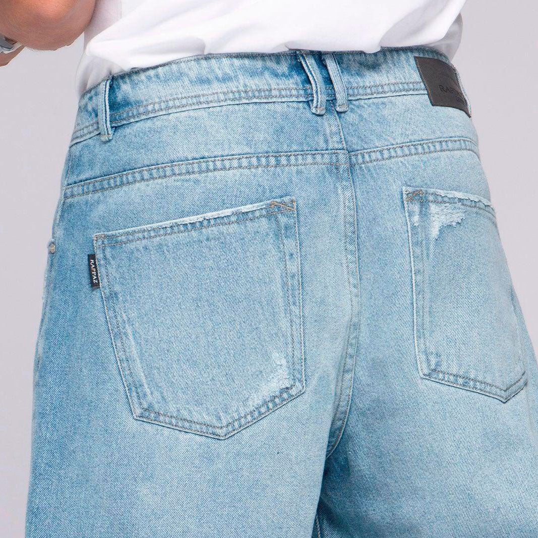 Bermuda Clásica Oversize Denim con Desgaste Marca Rappaz