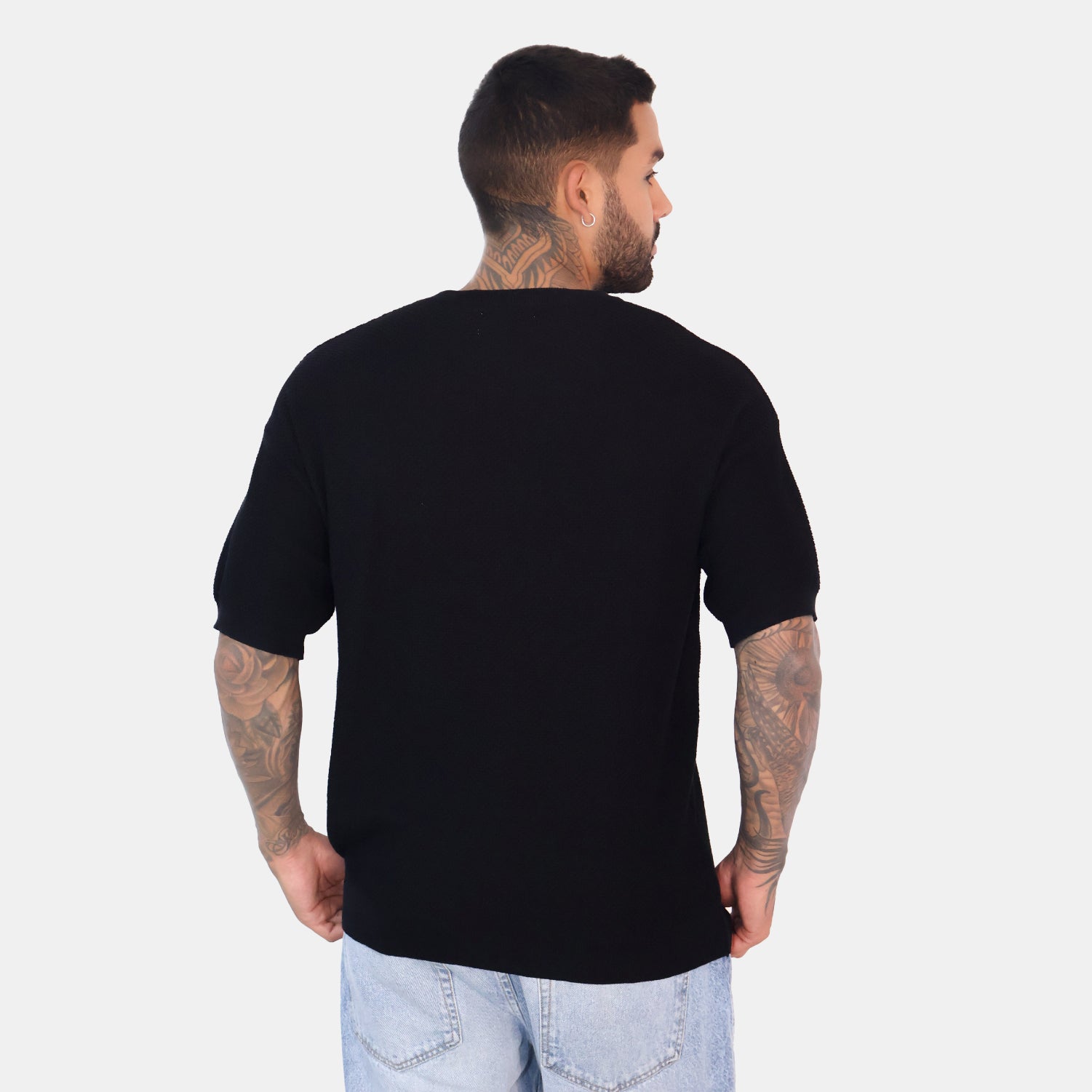Textured Knit Tee Black