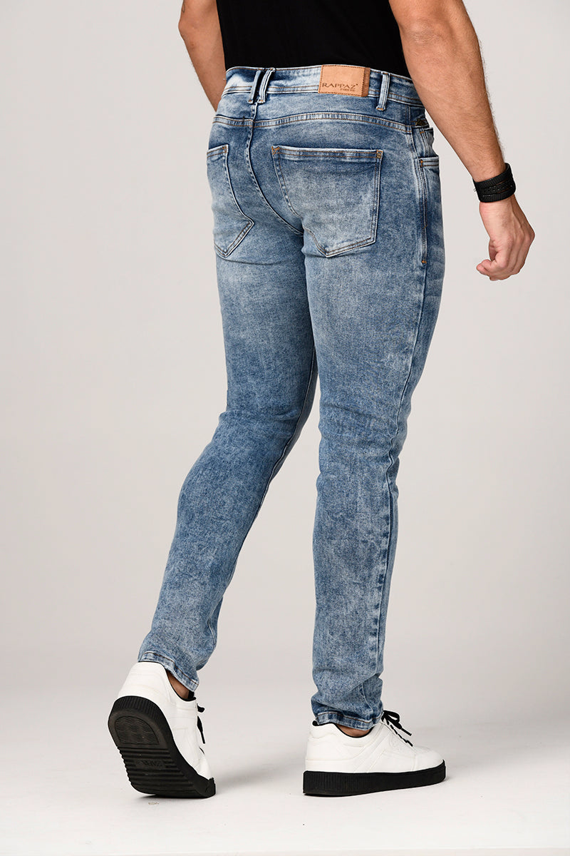 Jean slim color azul medio marca rappaz