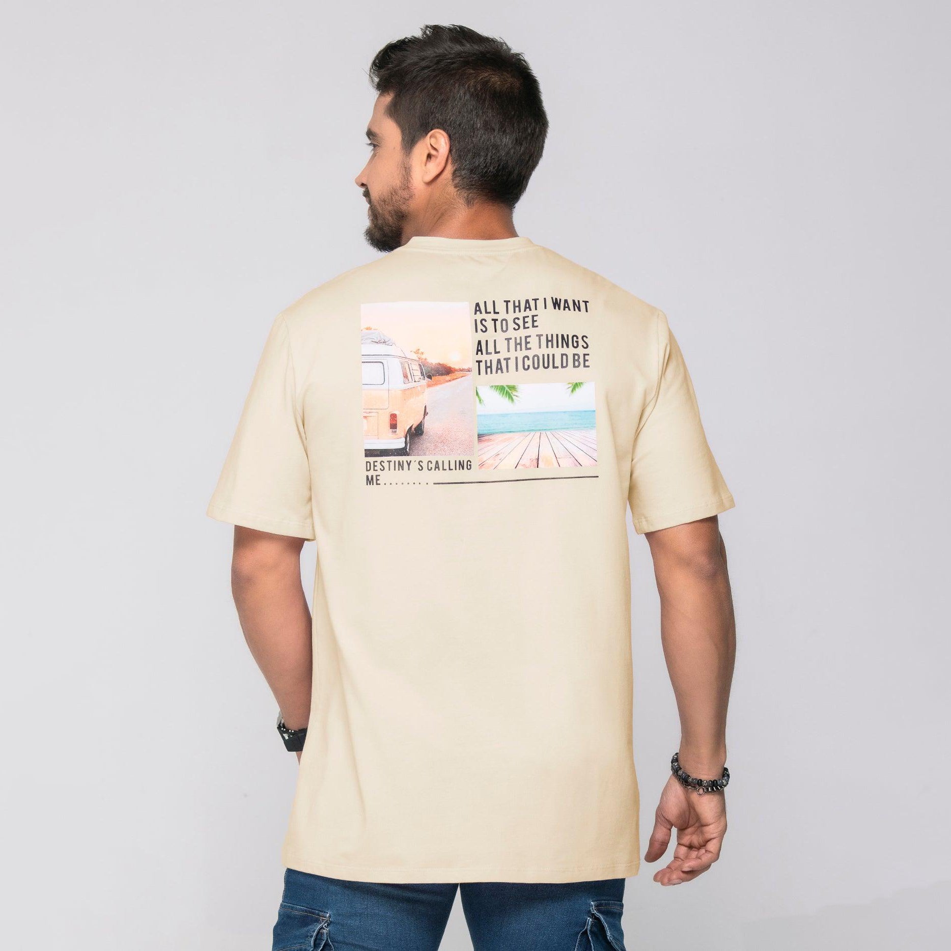 Camiseta Regular Color Beige e Ivoy Marca Rappaz