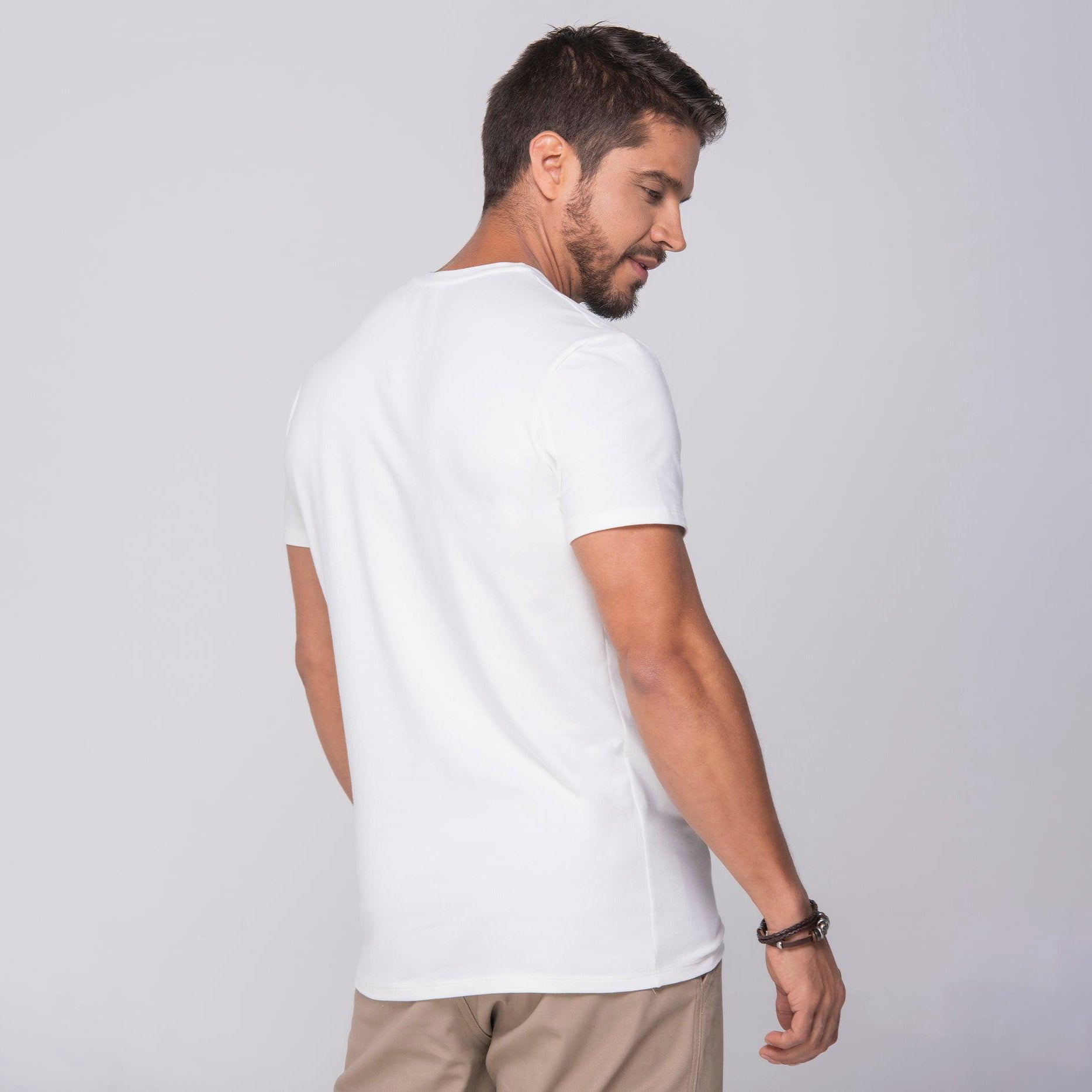 Camiseta Slim Color Ivory Y Negro Marca Rappaz