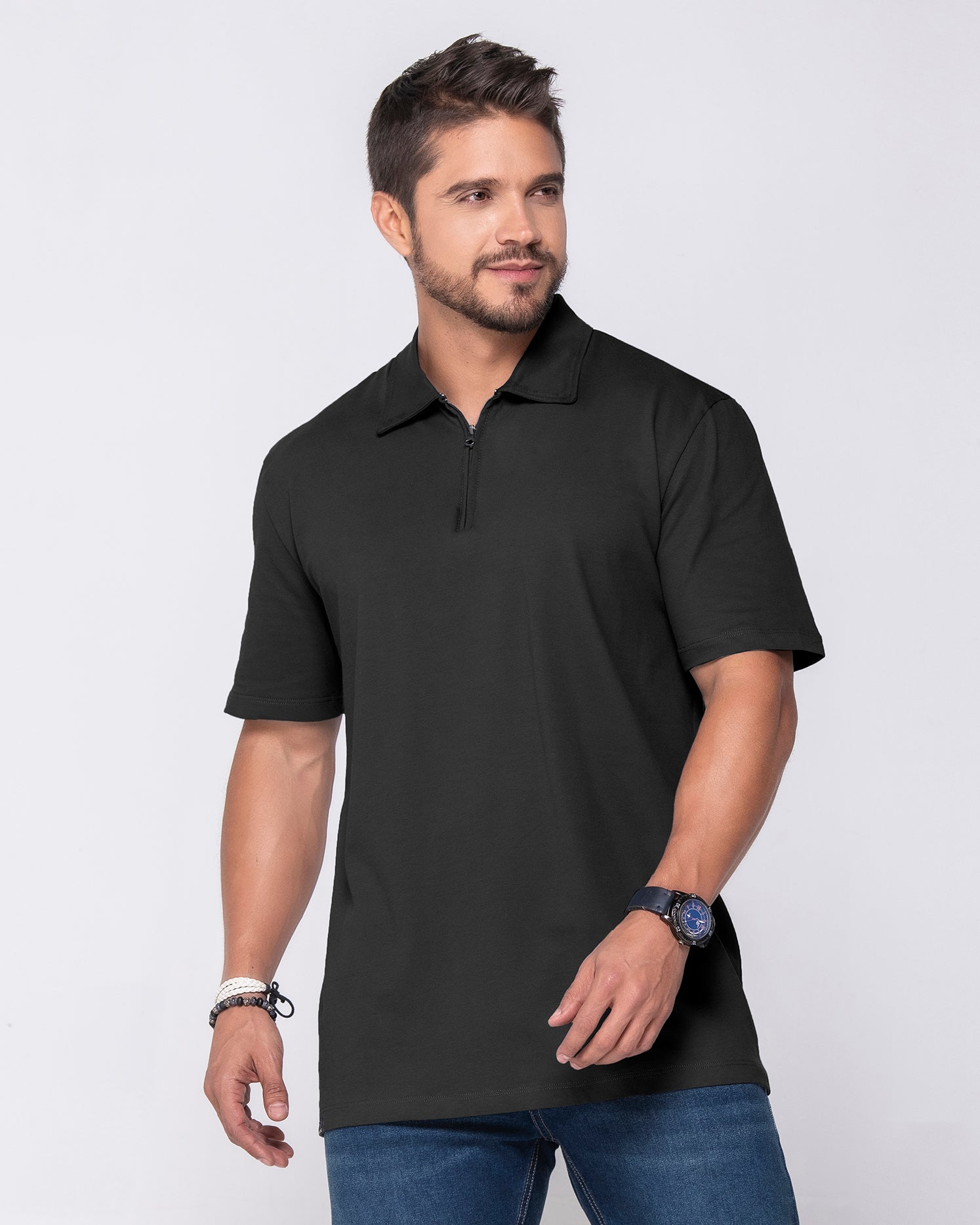 Camiseta Polo Beige, Negro, Gris Medio Y Terracota Marca Rappaz