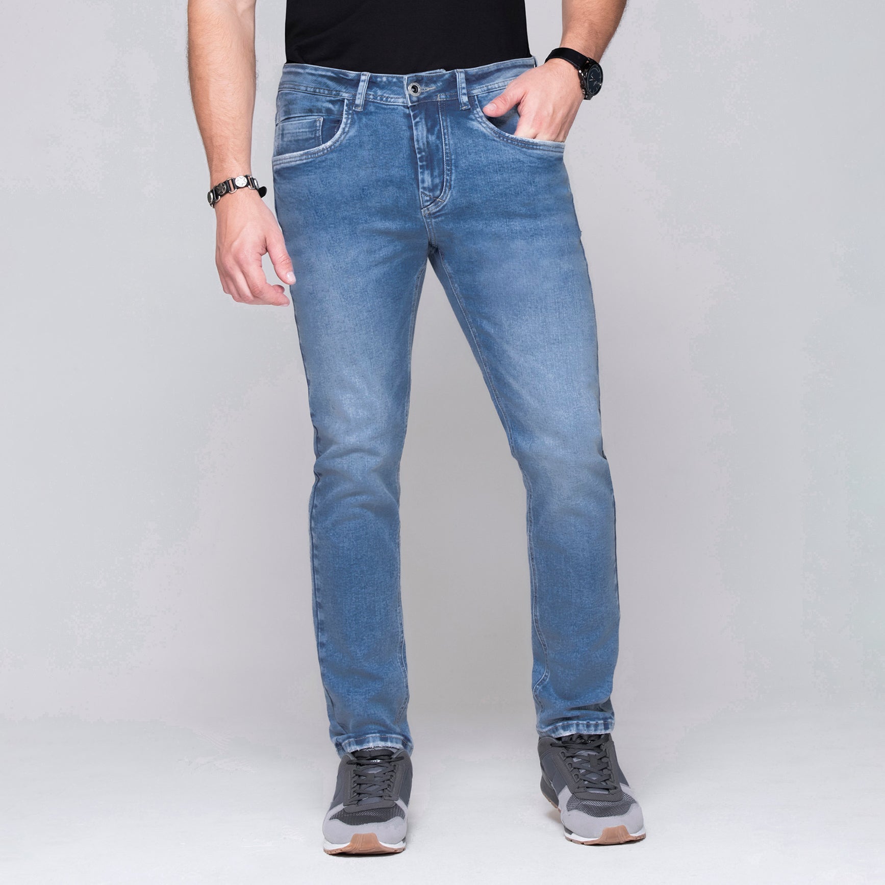 Jean Slim Color Azul Claro Marca Rappaz