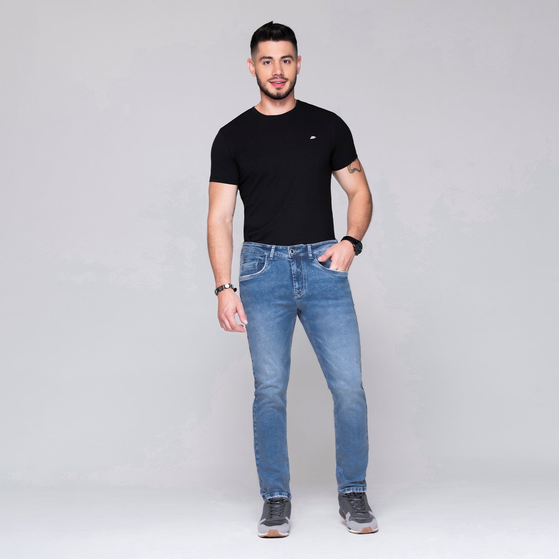 Jean Slim Color Azul Claro Marca Rappaz