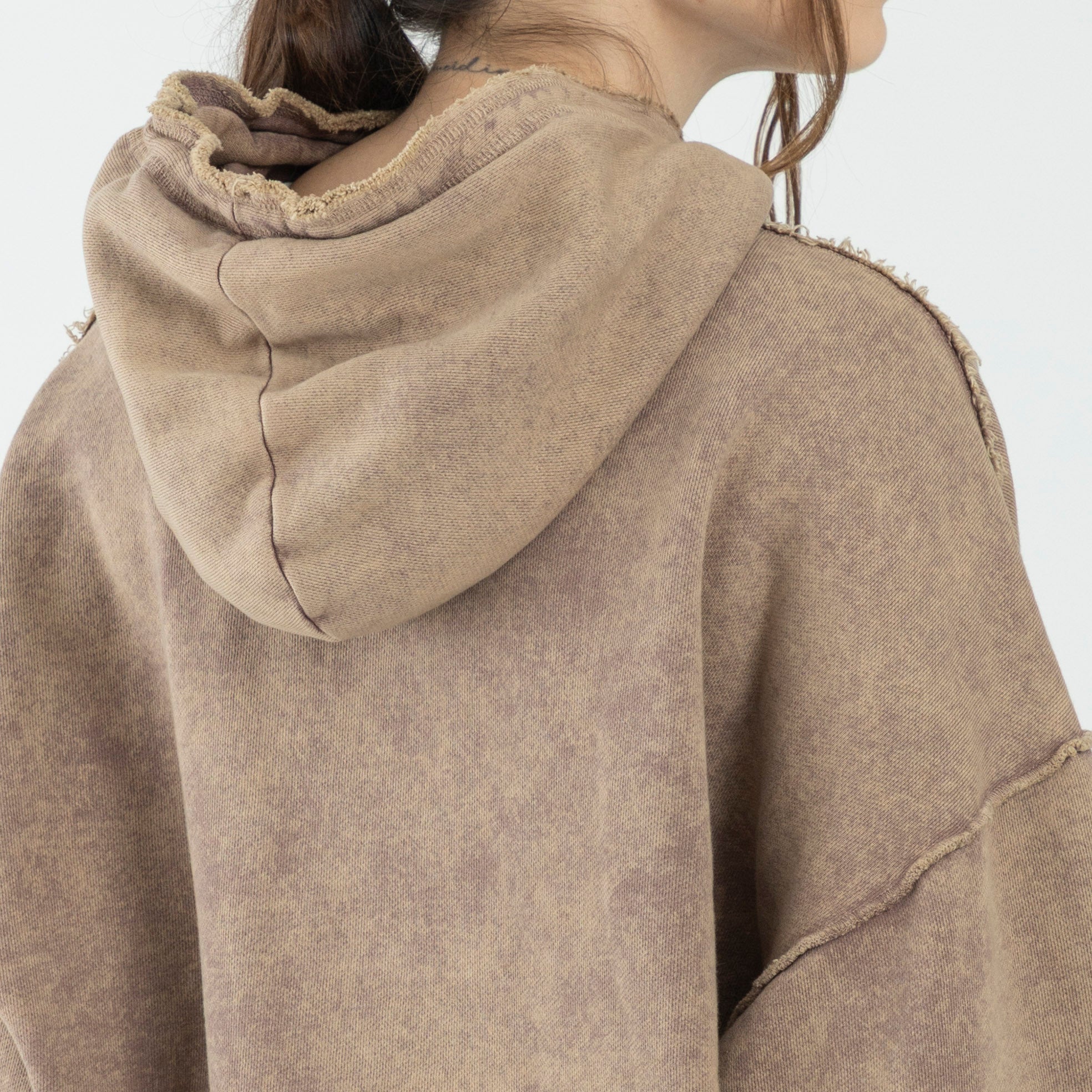 Acid Wash Hoodie Camel WOMAN