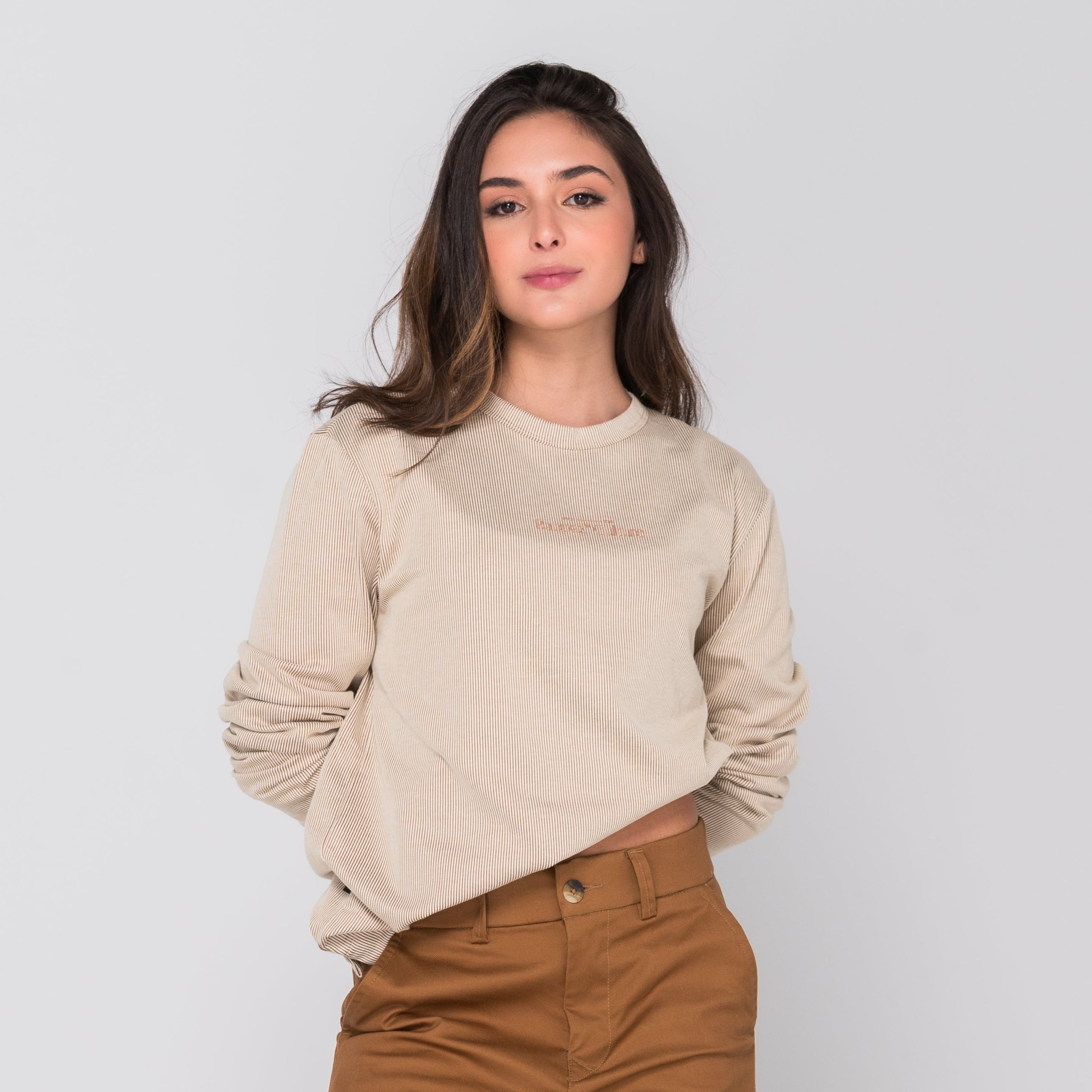 Long Sleeve Corded Layer Kaki WOMAN