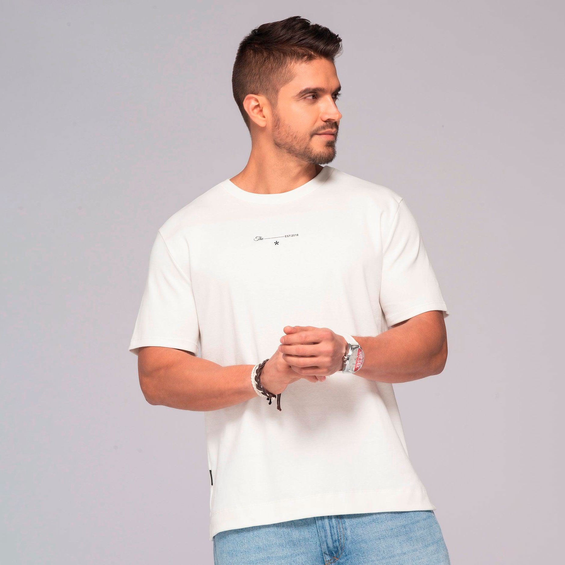 Camiseta Clásica Cuello Redondo Estampado Minimalista Marca Rappaz