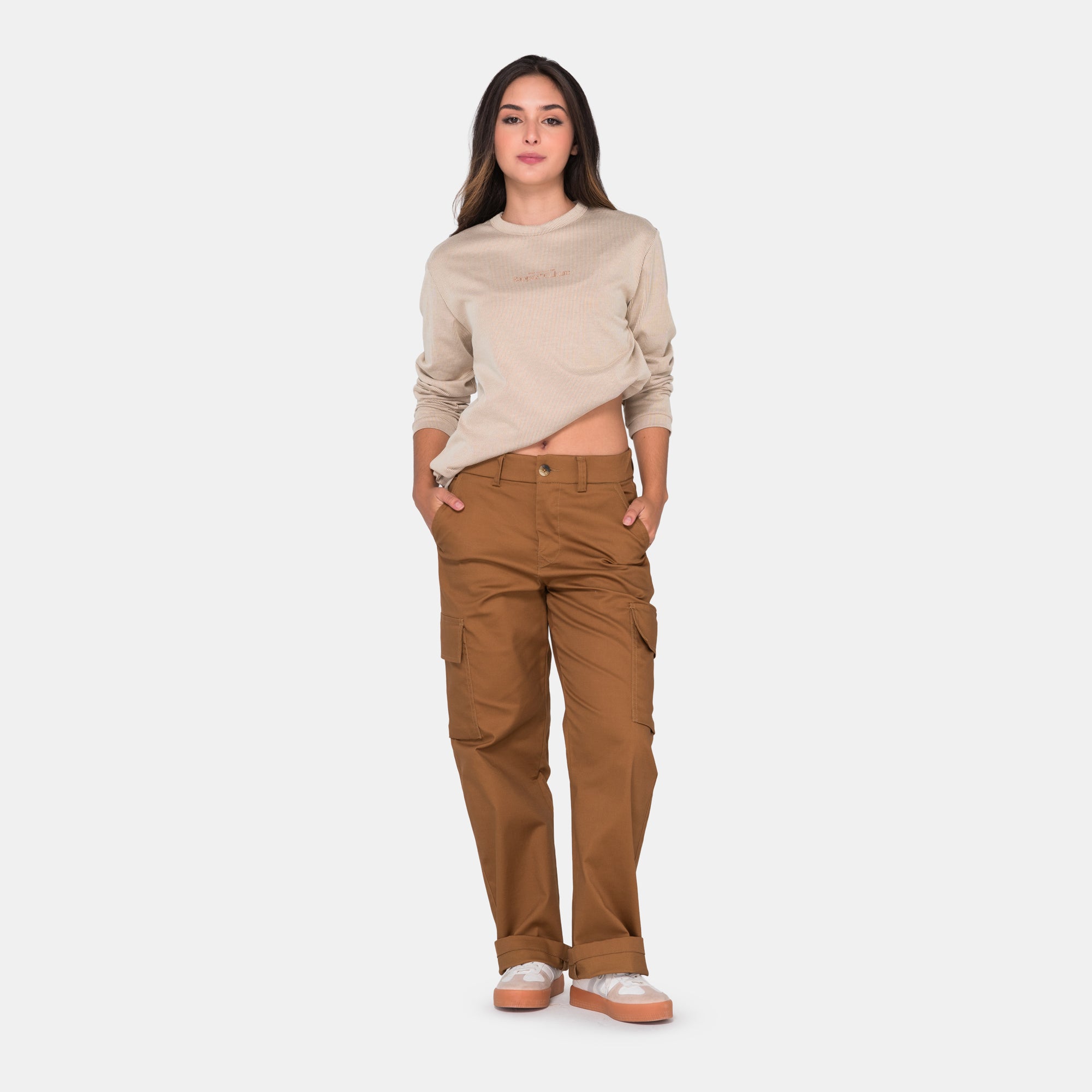 Long Sleeve Corded Layer Kaki WOMAN