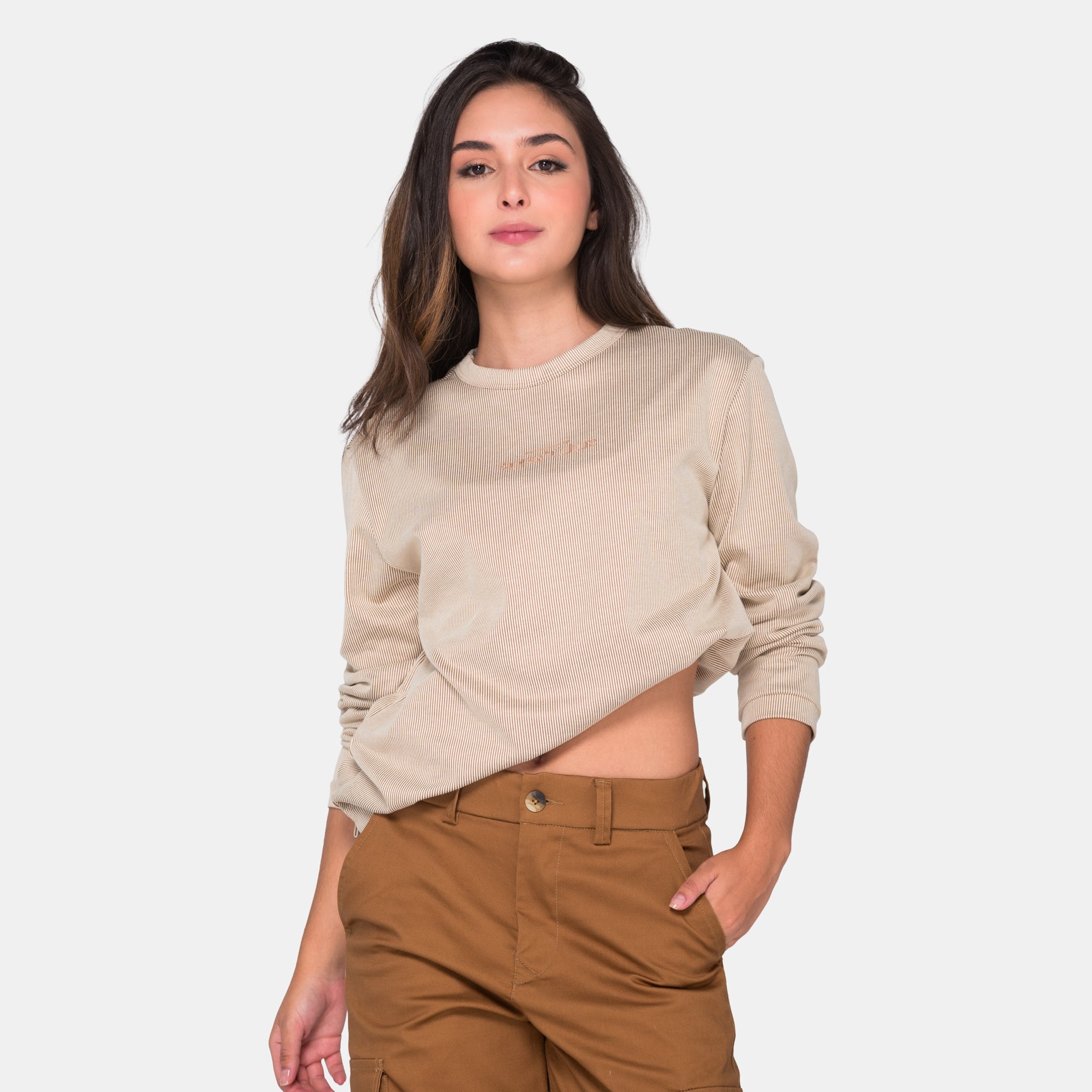 Long Sleeve Corded Layer Kaki WOMAN