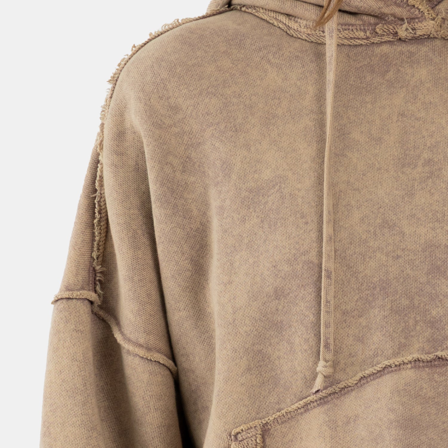 Acid Wash Hoodie Camel WOMAN
