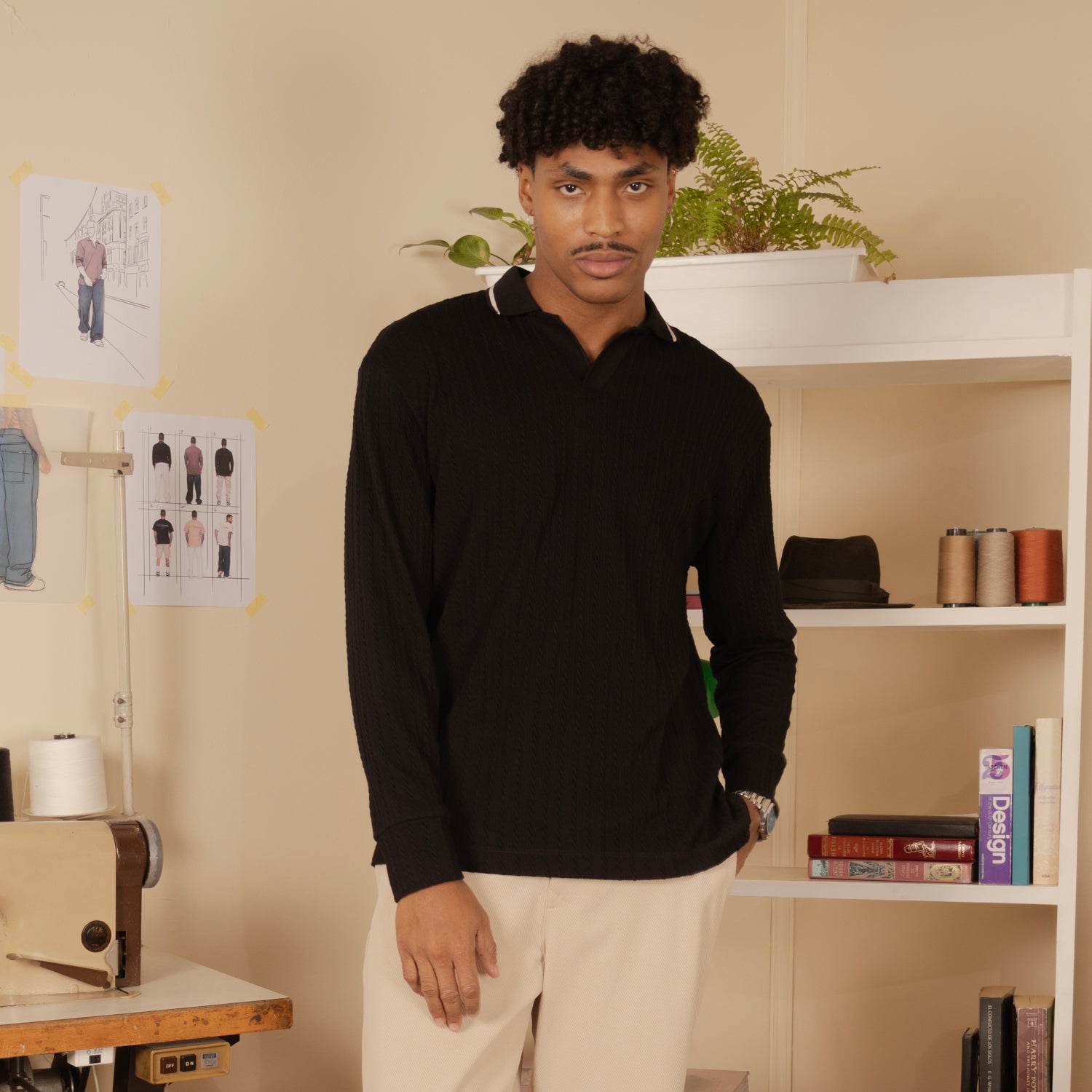 Polo Knit Sweater Negro