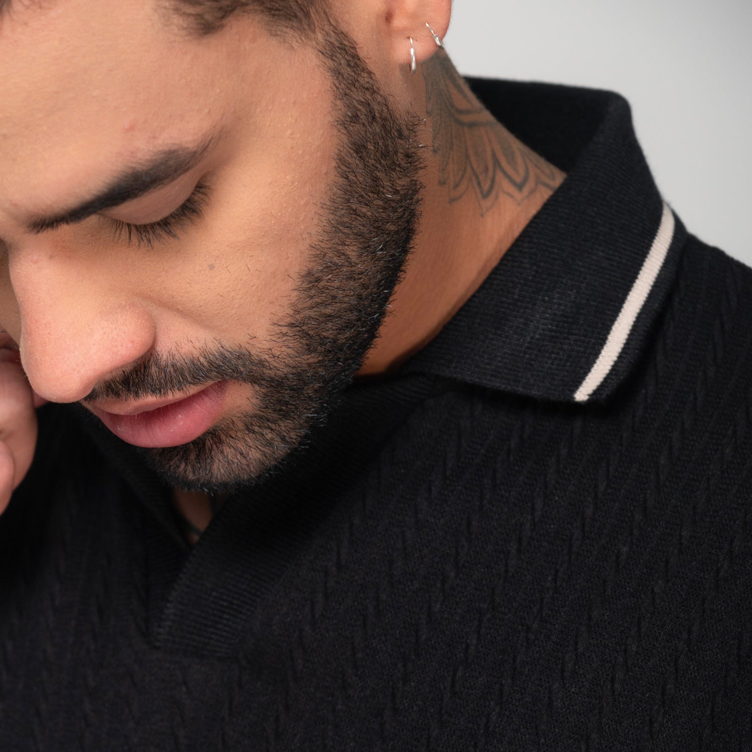 Polo Knit Sweater Negro