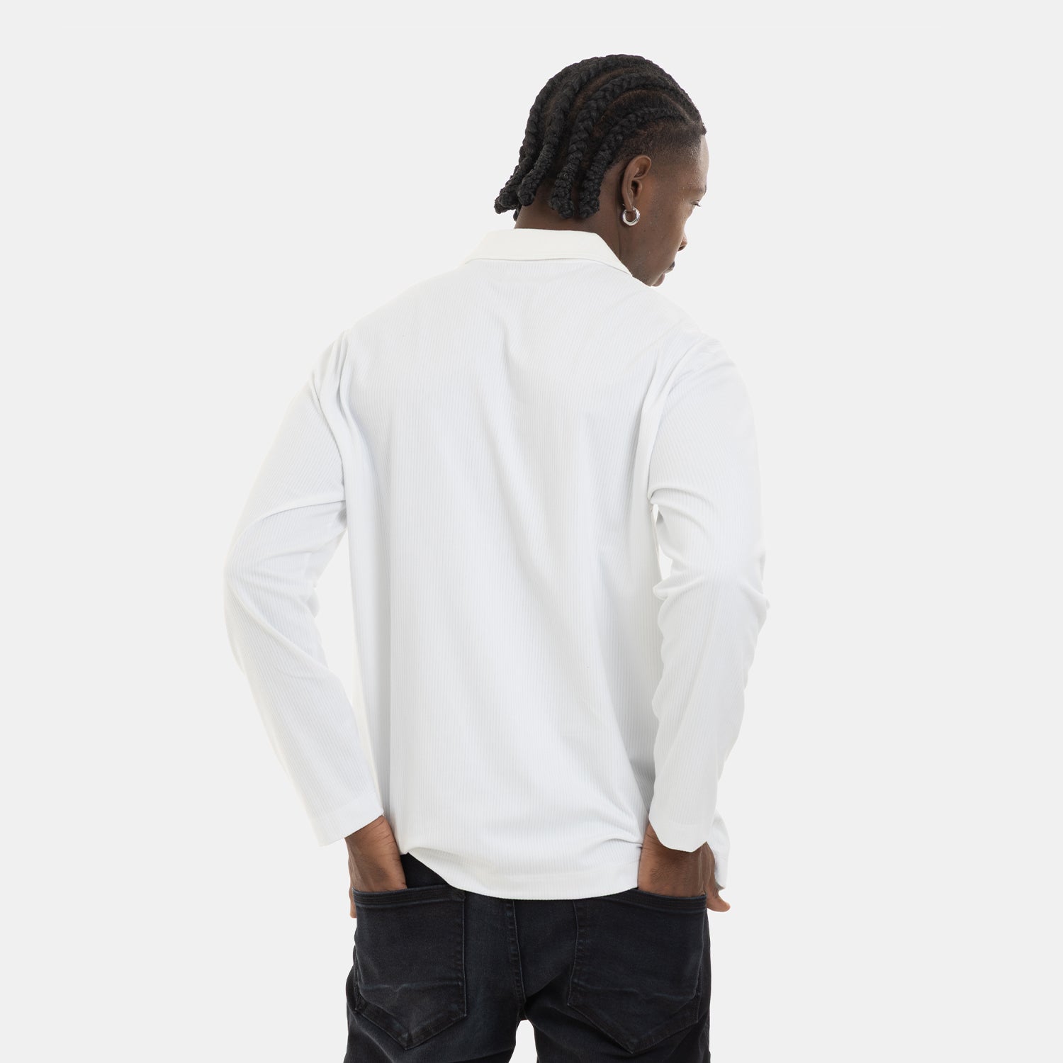 Zip Polo Sweatshirt White