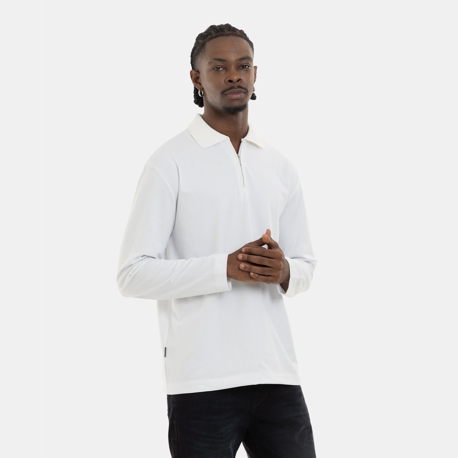 Zip Polo Sweatshirt White