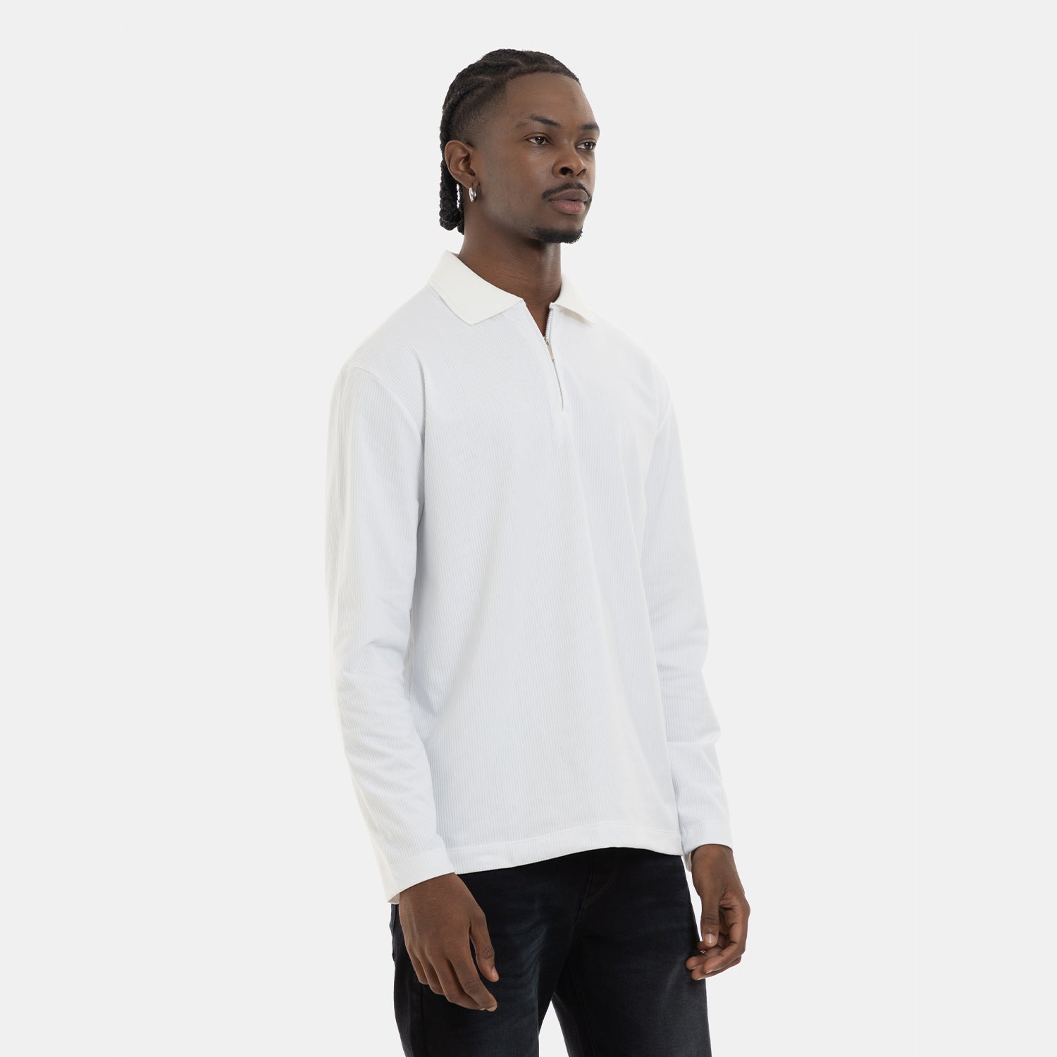 Zip Polo Sweatshirt White