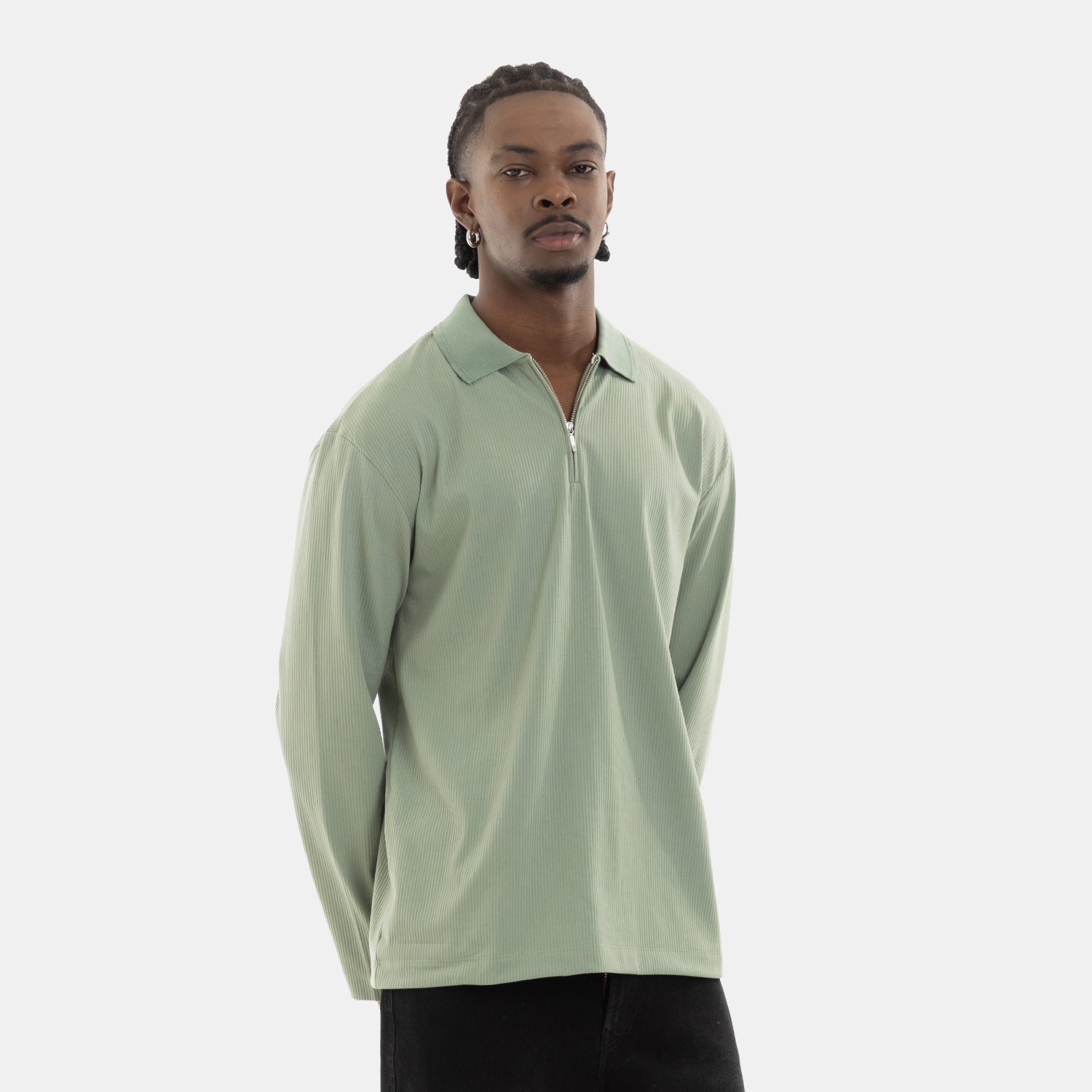 Zip Polo Sweatshirt Green