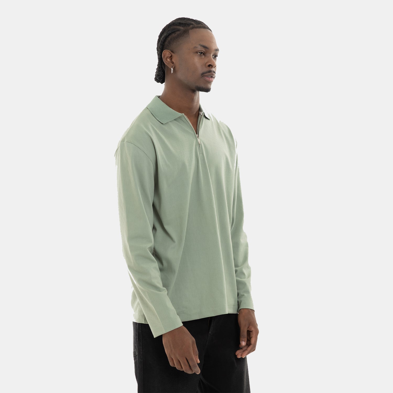 Zip Polo Sweatshirt Green