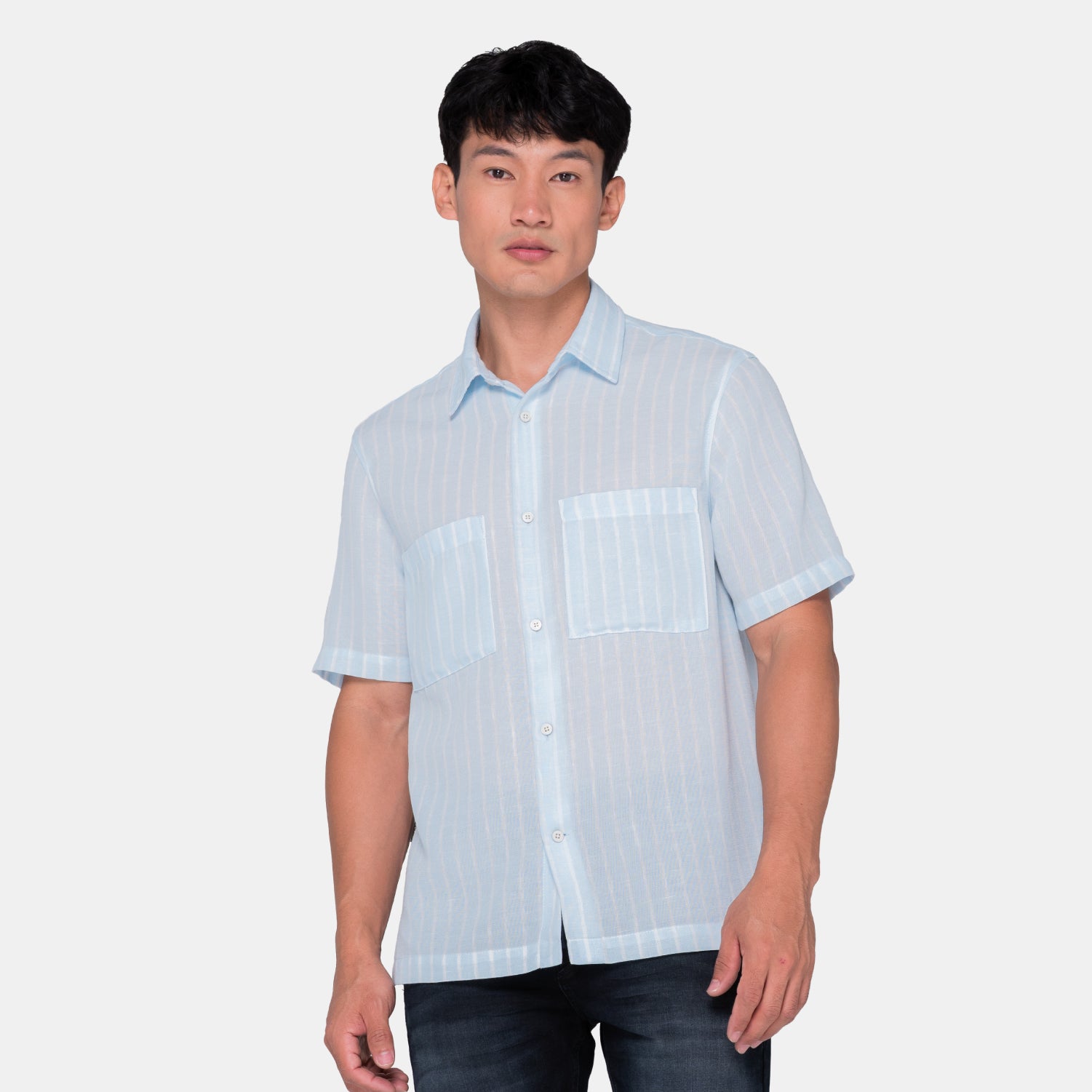 Vertical Stripes S/S Shirt Light Blue
