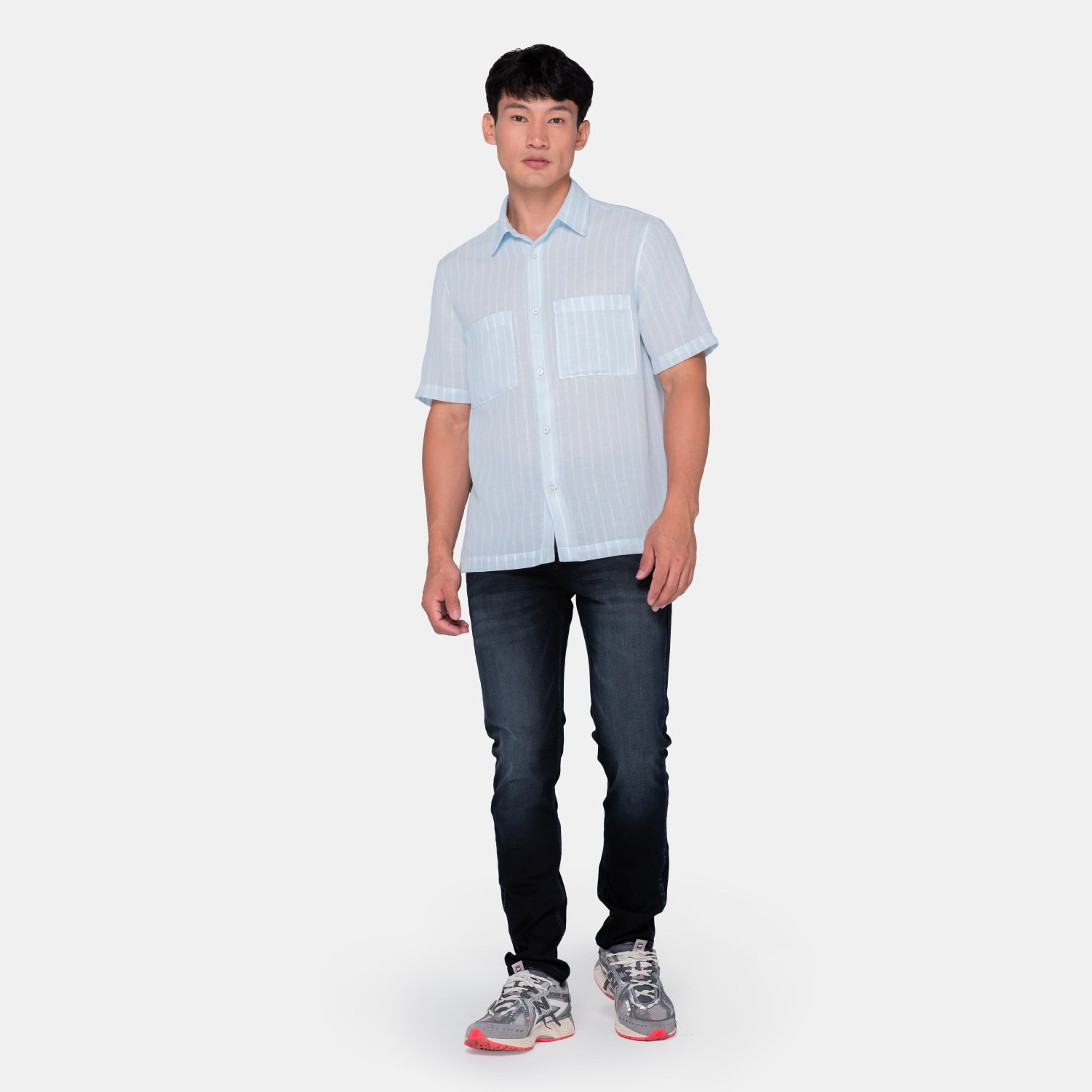 Vertical Stripes S/S Shirt Light Blue