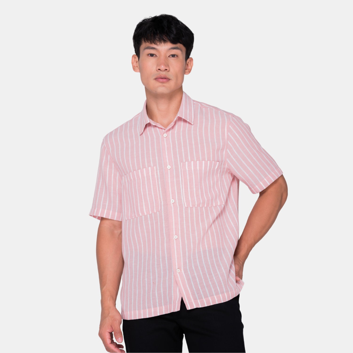 Vertical Stripes S/S Shirt Pink