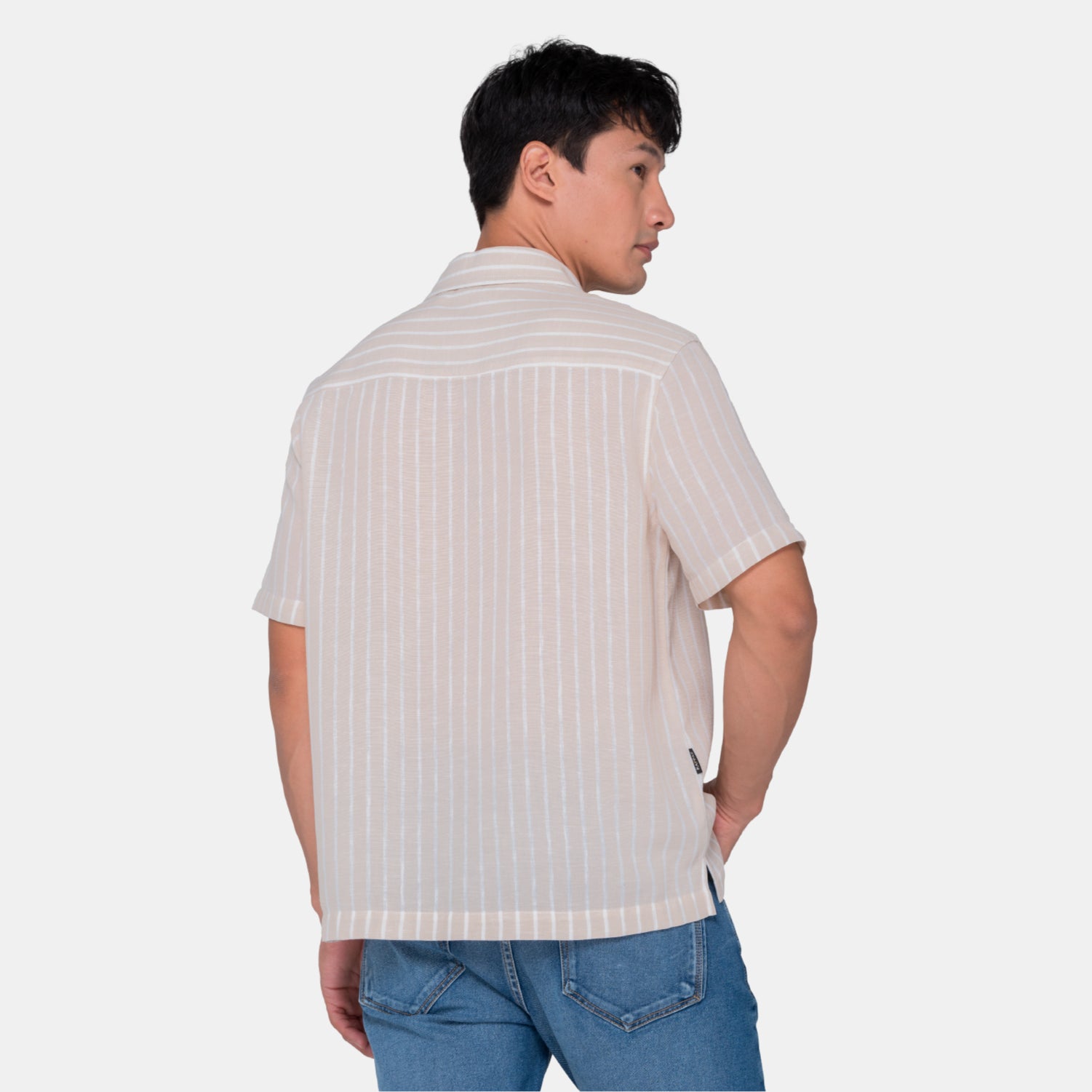 Vertical Stripes S/S Shirt Beige