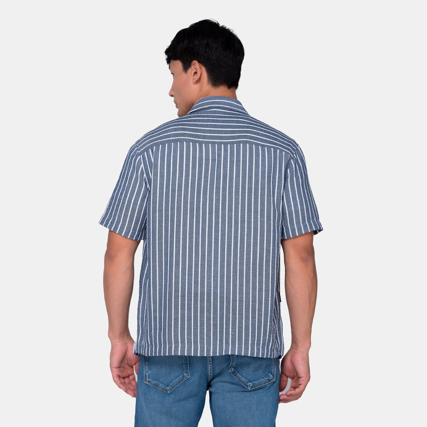 Vertical Stripes S/S Shirt Navy