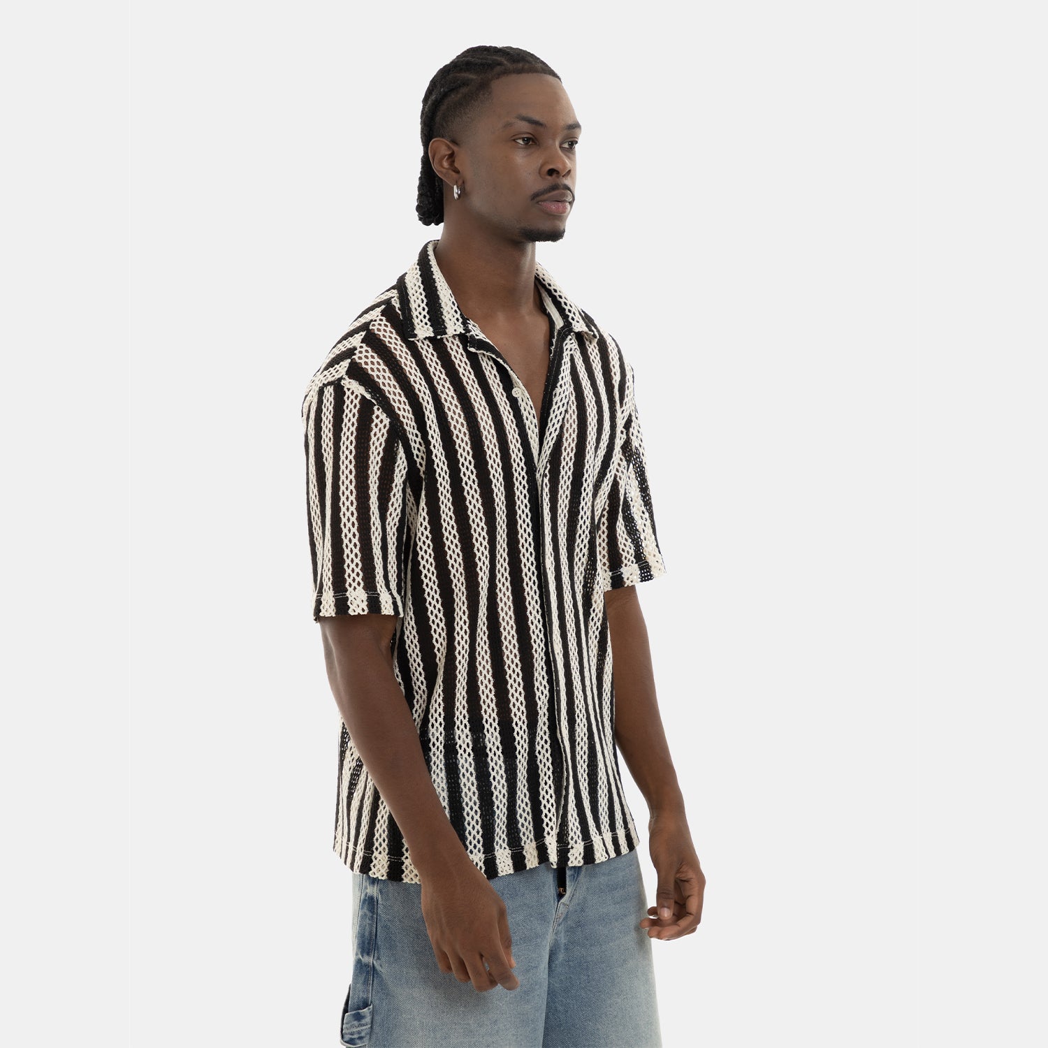 Mesh Striped Shirt Black