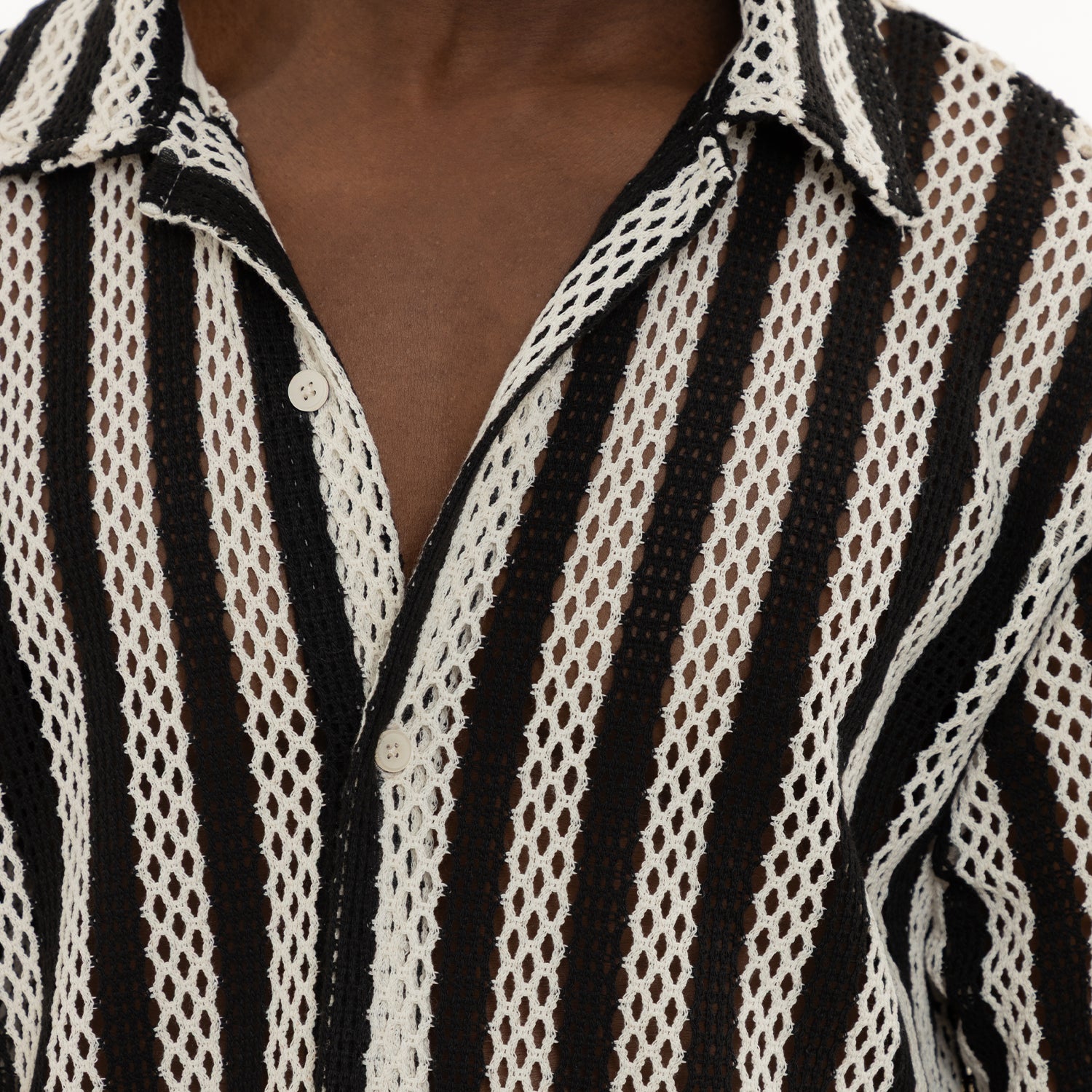 Mesh Striped Shirt Black