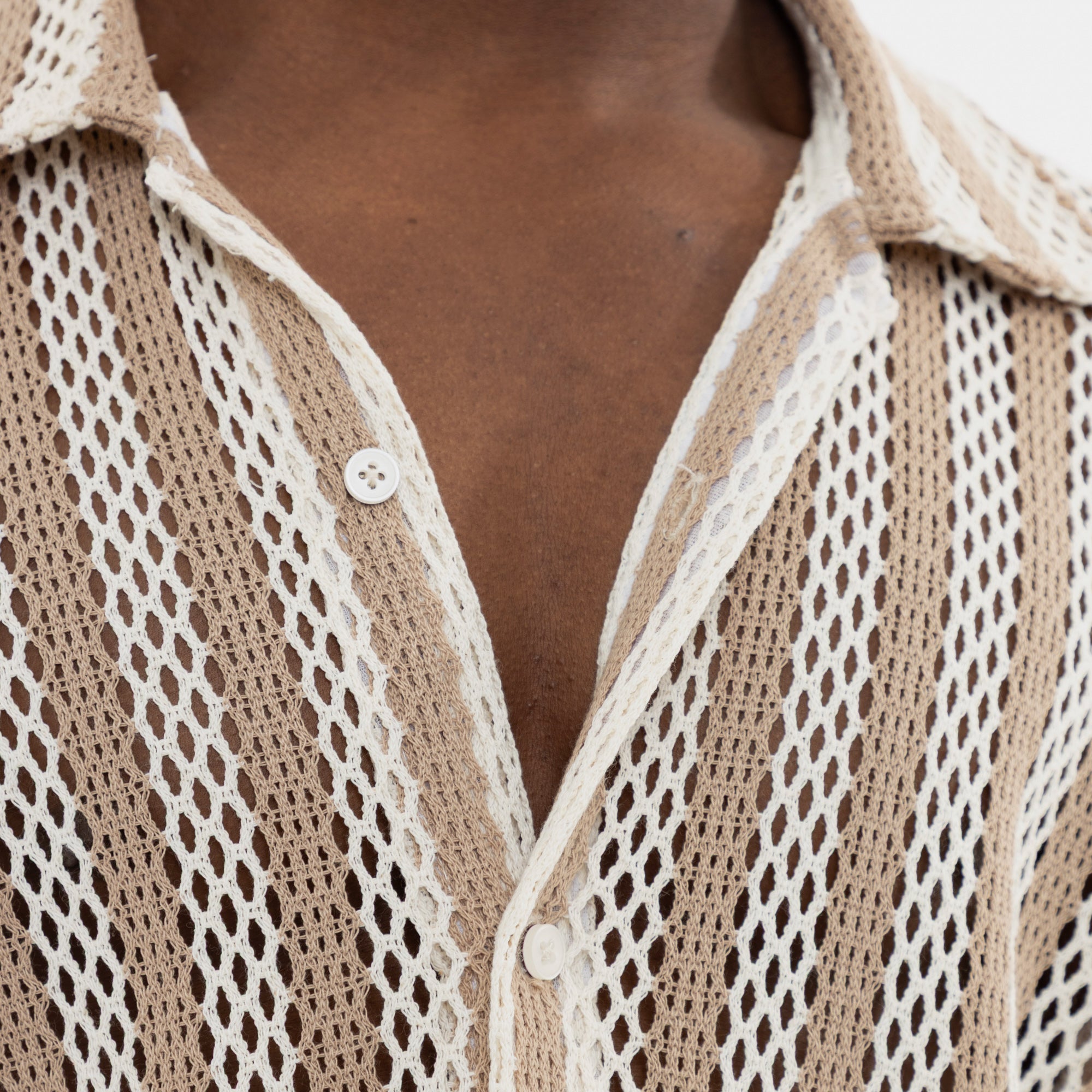 Mesh Striped Shirt Kaki