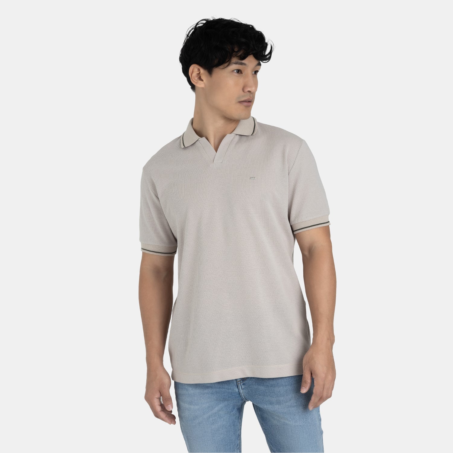 Modern Knit Polo Tee Beige