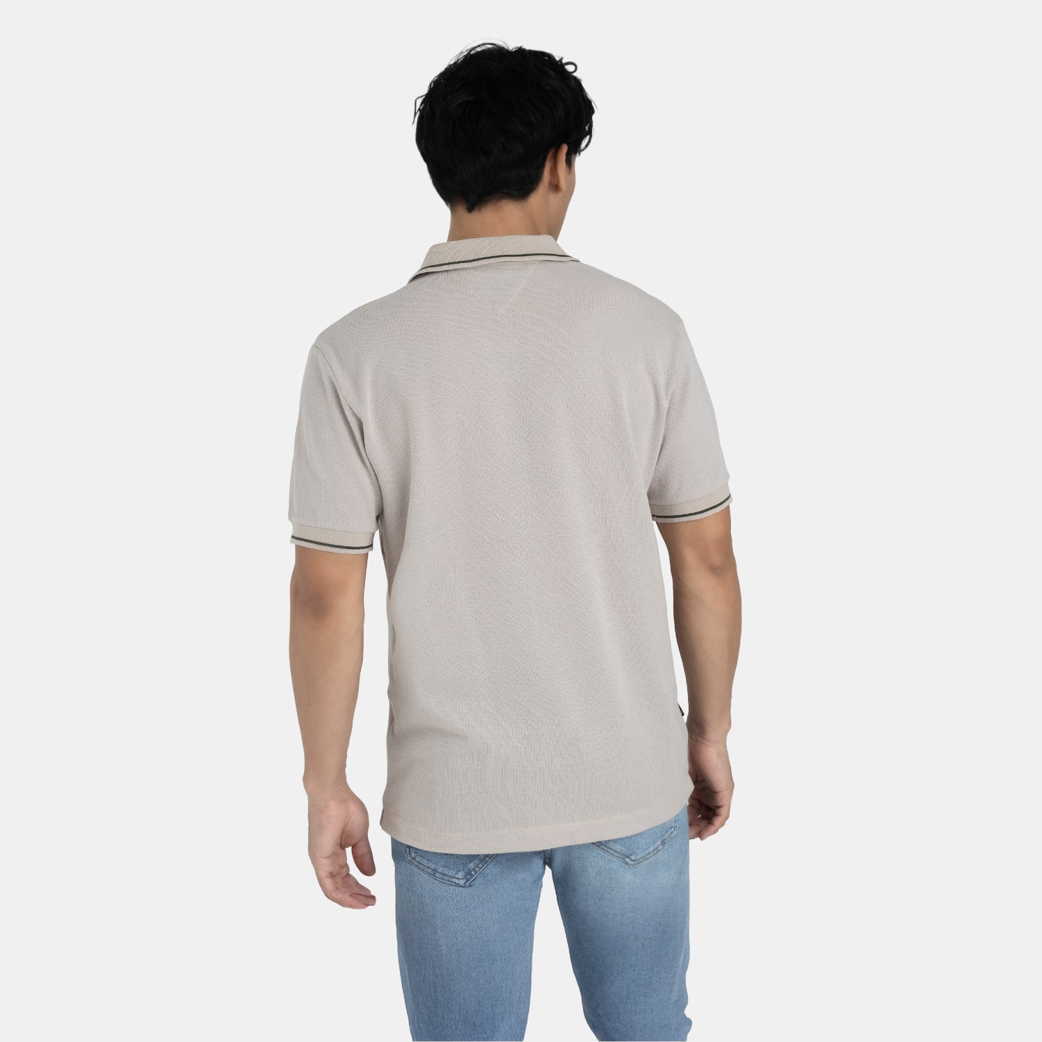 Modern Knit Polo Tee Beige
