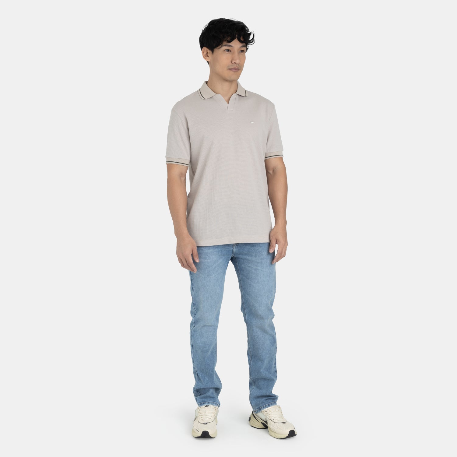 Modern Knit Polo Tee Beige