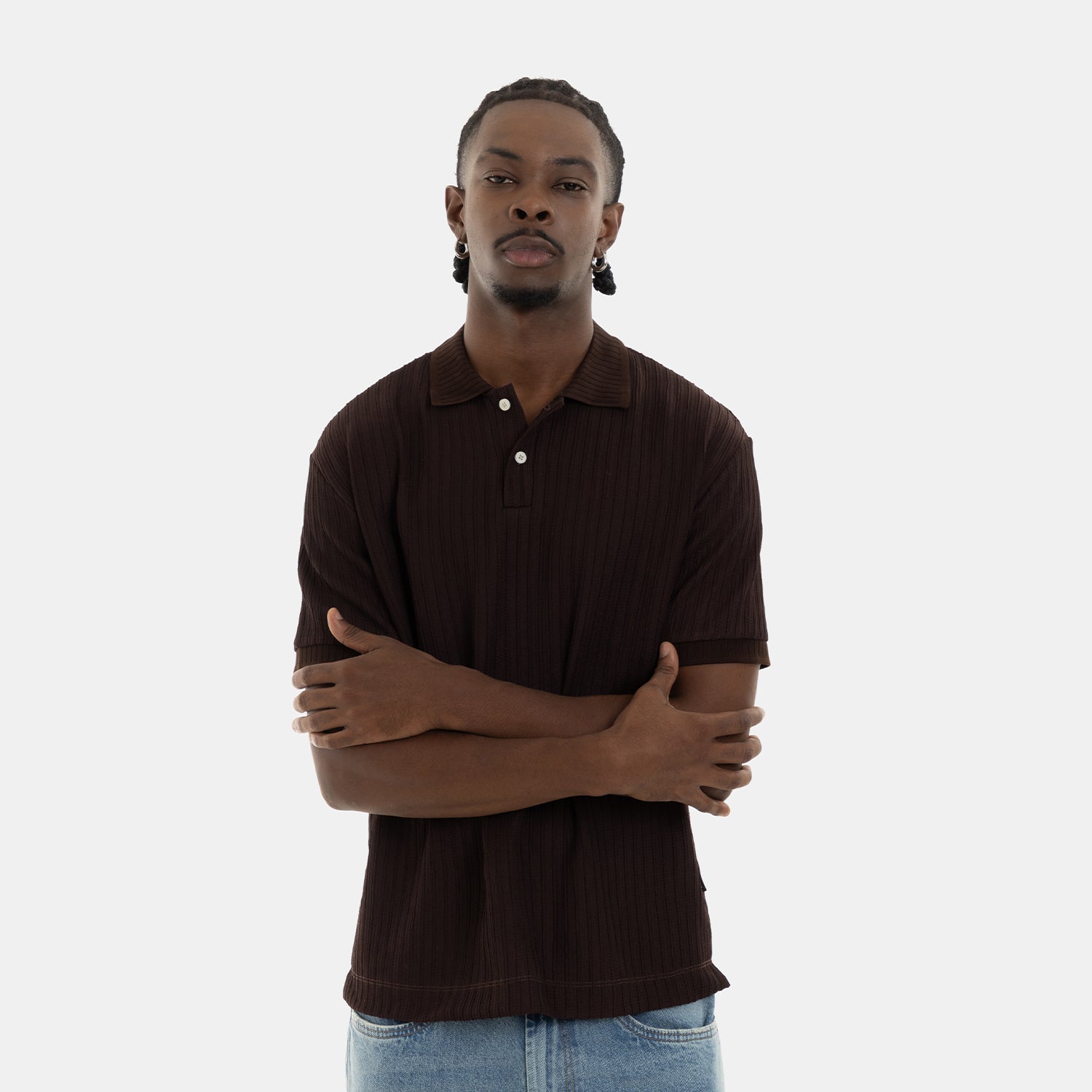 Refined Polo Knit Chocolate