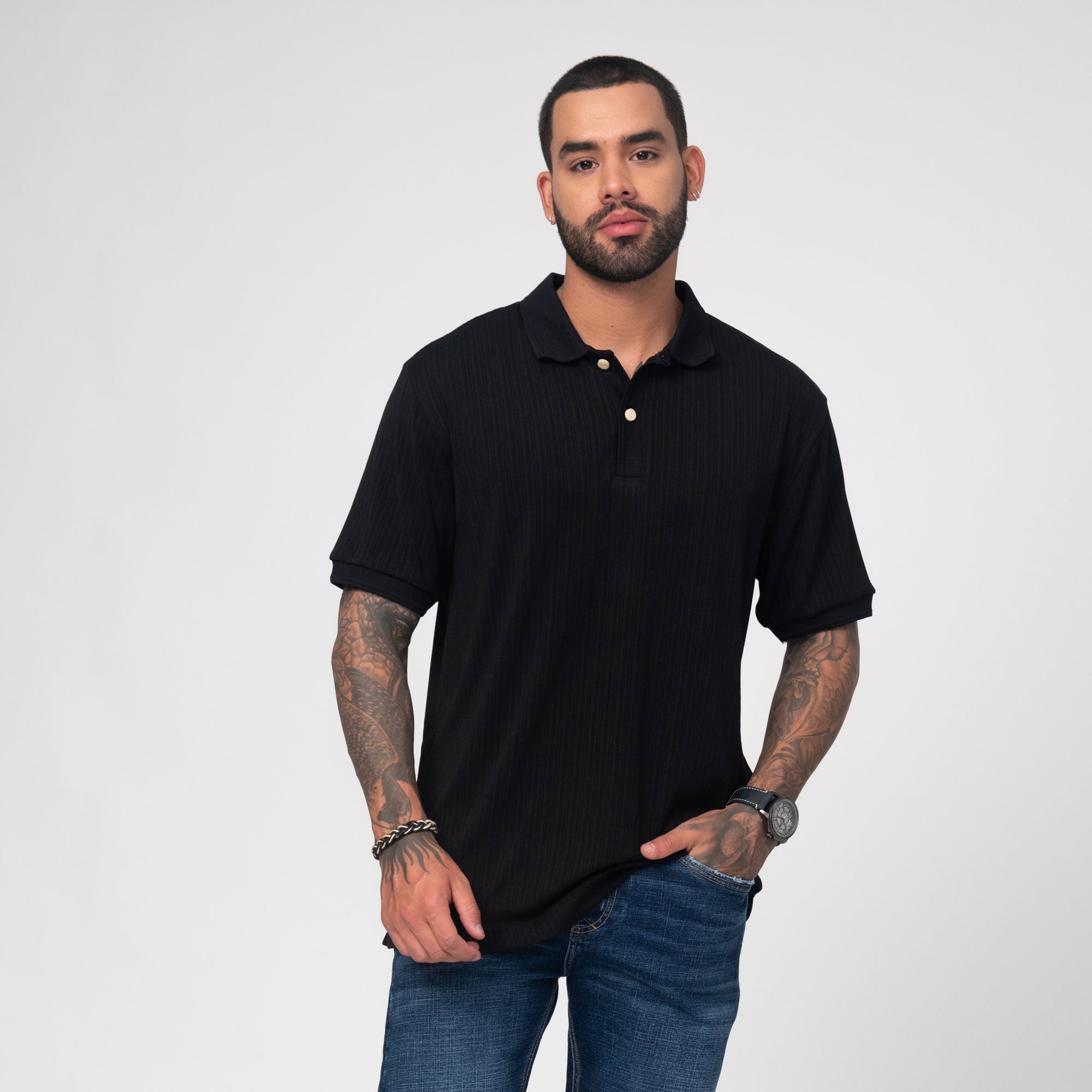 Camiseta Elemental Tipo Polo Texturizada Marca Rappaz