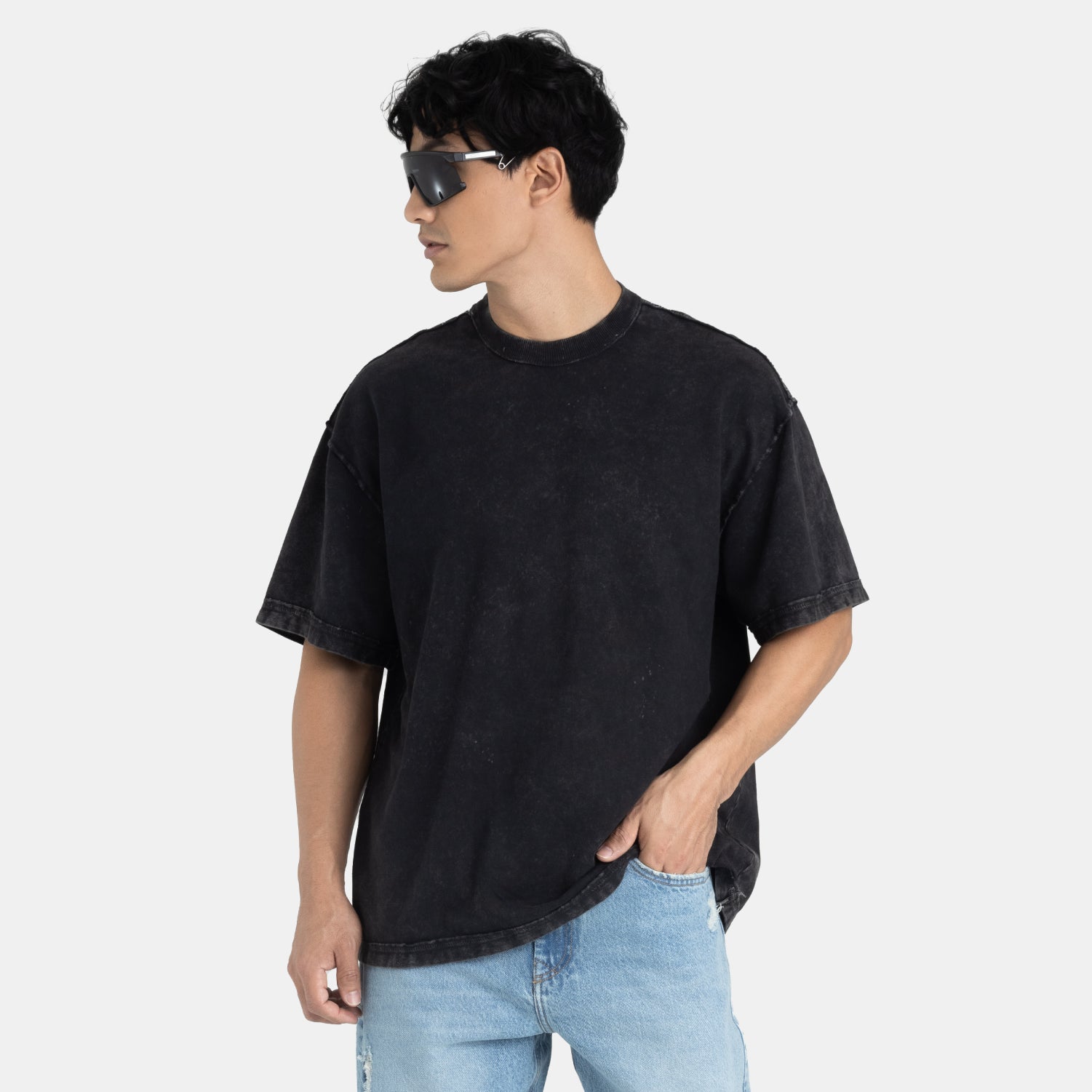 Acid Washed Boxy Tee Black