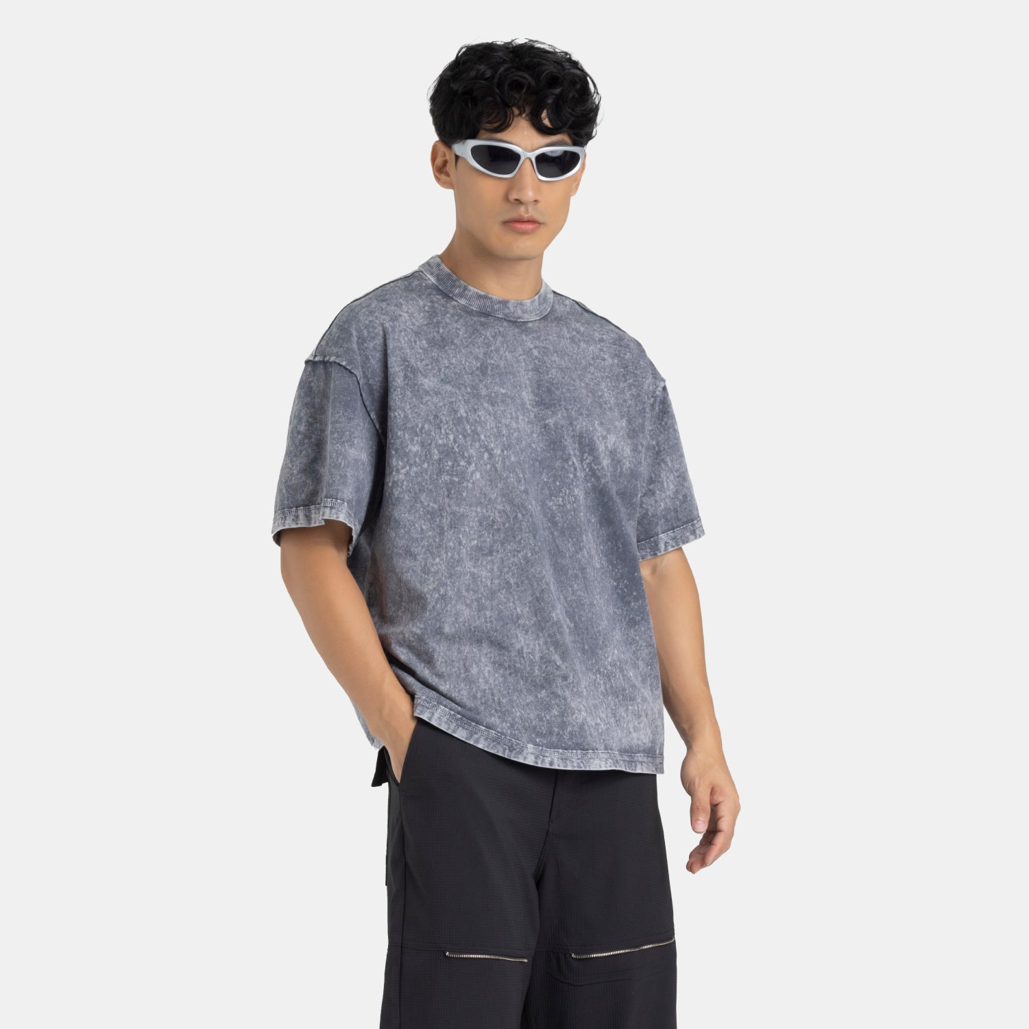 Acid Washed Boxy Tee Grey