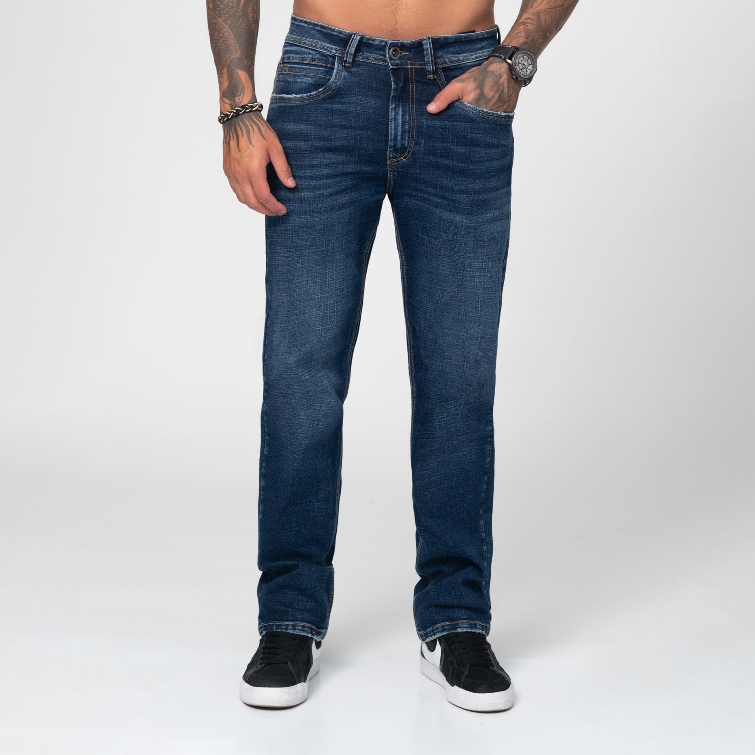 Jean Regular Desgaste Efecto Drapeado Marca Rappaz