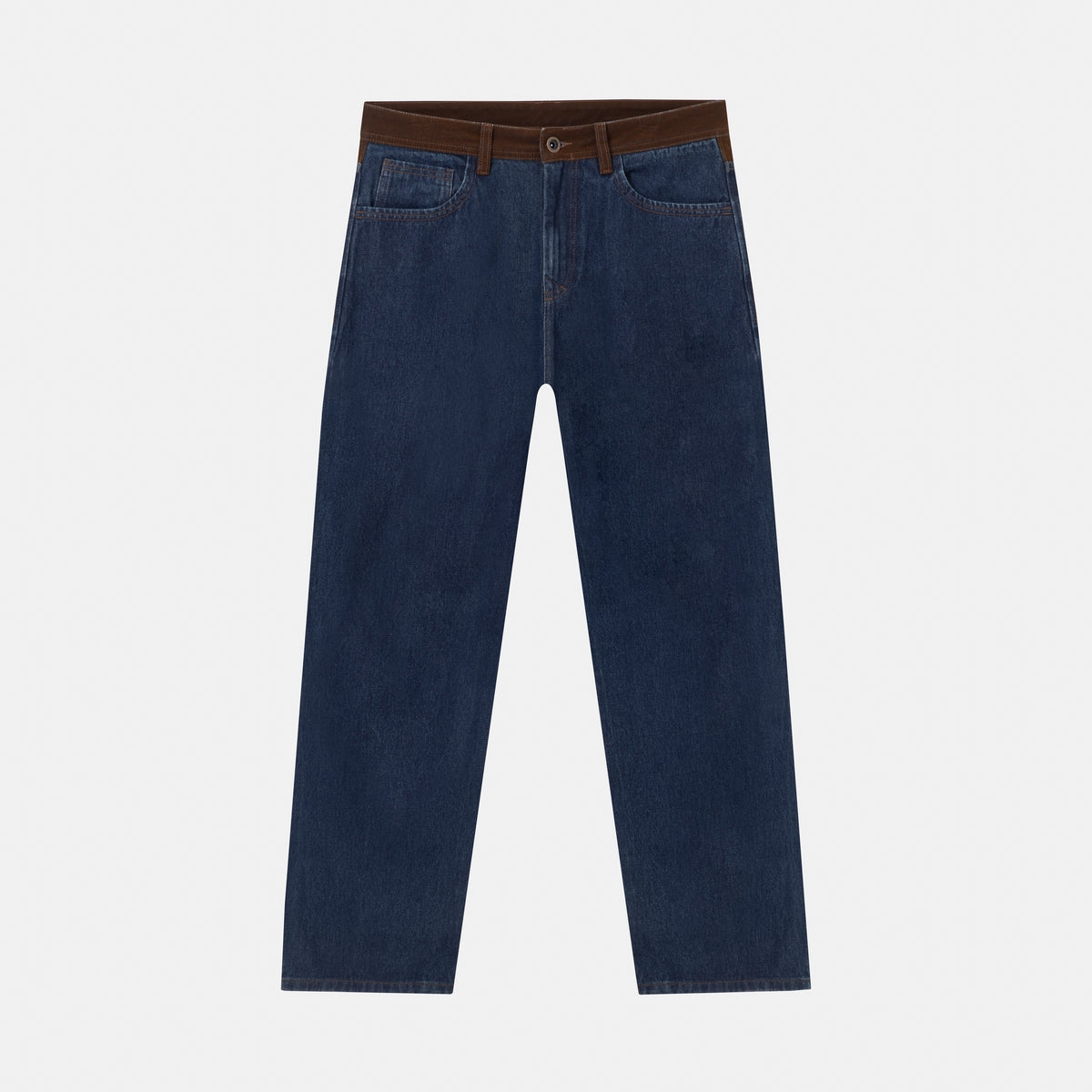 Suede Waist Relaxed Jean Azul Oscuro