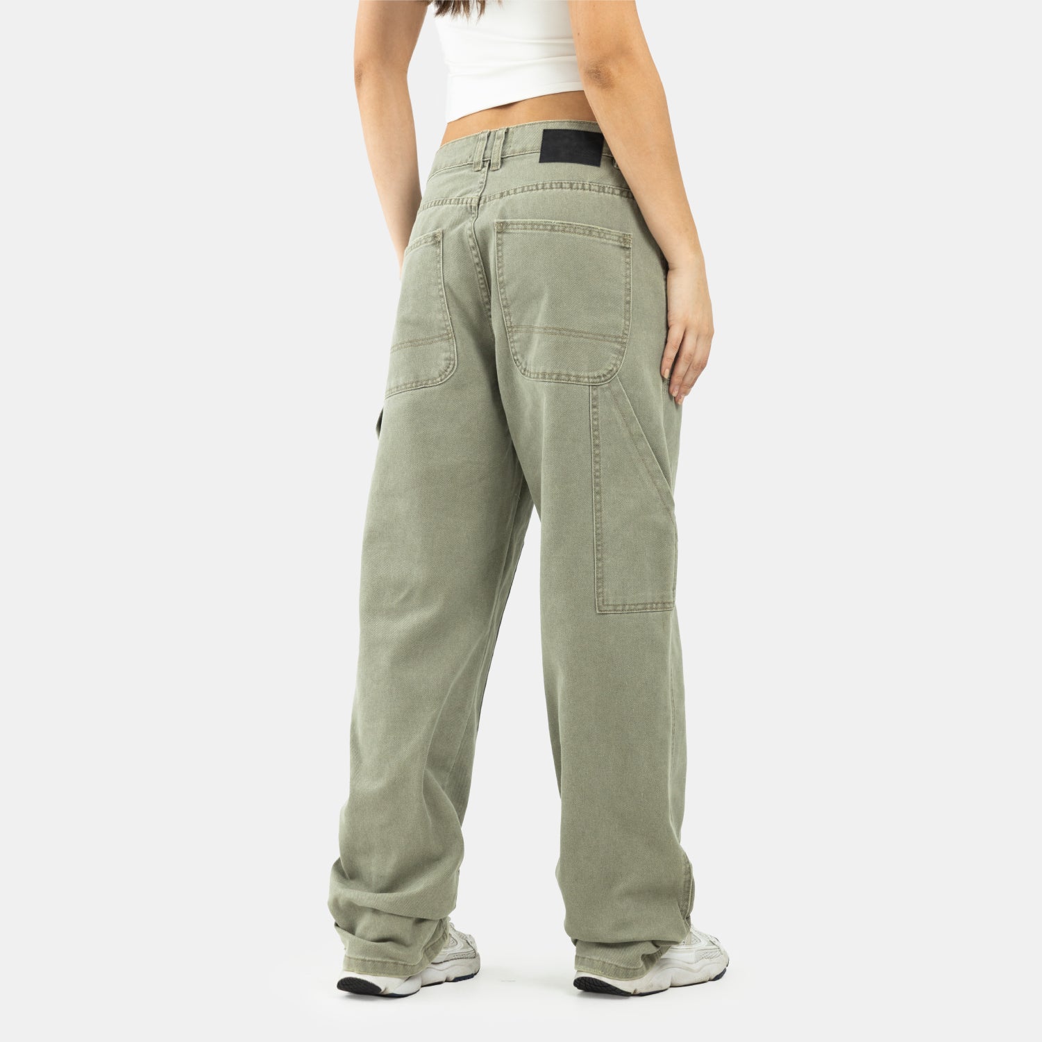 Carpenter Denim Pants Olive Green WOMAN