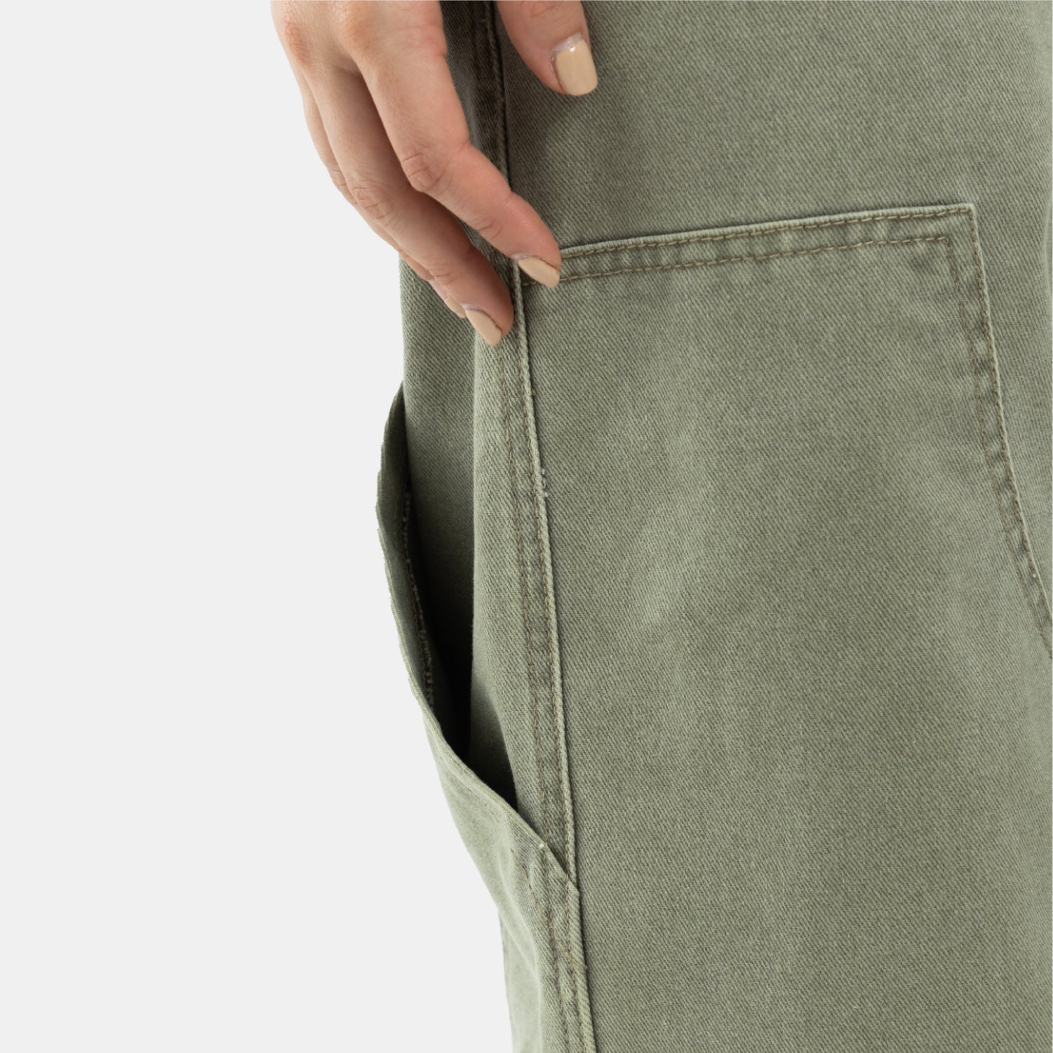 Carpenter Denim Pants Olive Green WOMAN
