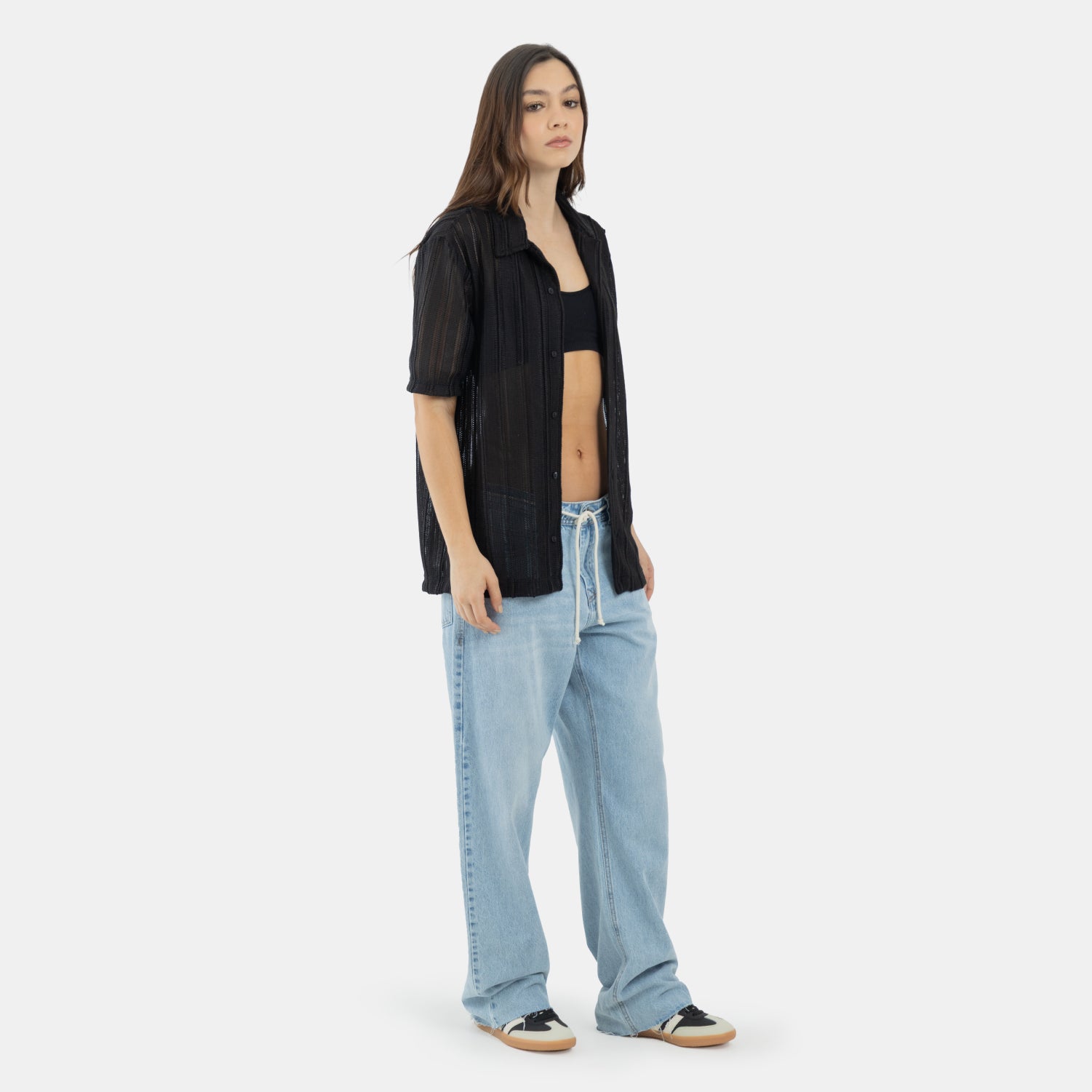 String Relaxed Jeans Light Blue WOMAN