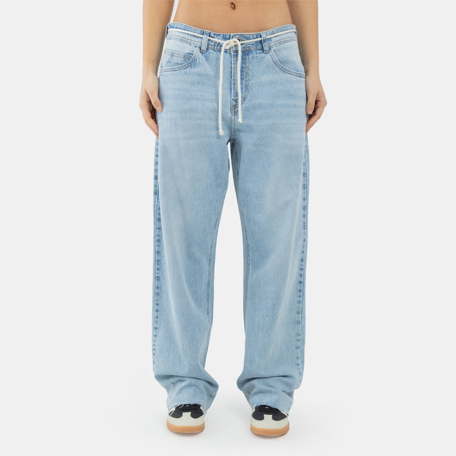 String Relaxed Jeans Light Blue WOMAN