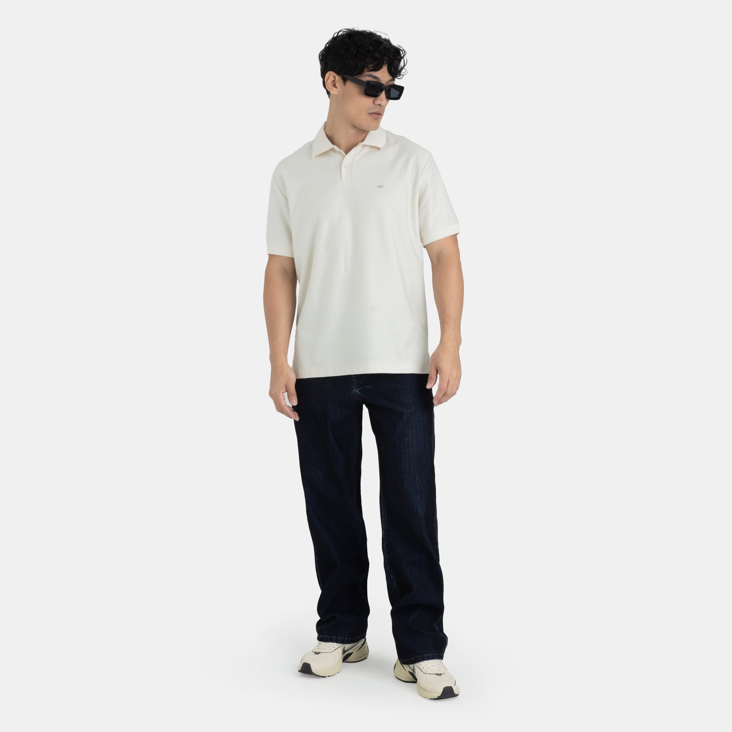 Corduroy Touch Denim Relaxed Jeans Dark Blue