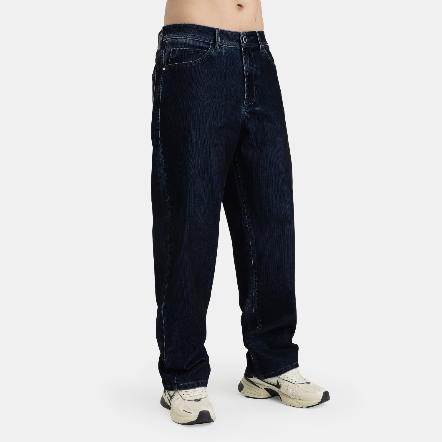Corduroy Touch Denim Relaxed Jeans Dark Blue