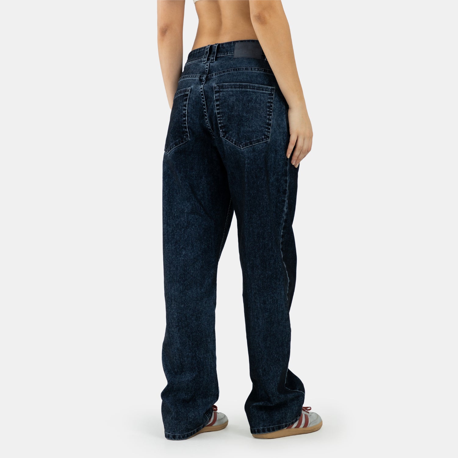 Corduroy Touch Denim Relaxed Jeans Dark Blue WOMAN